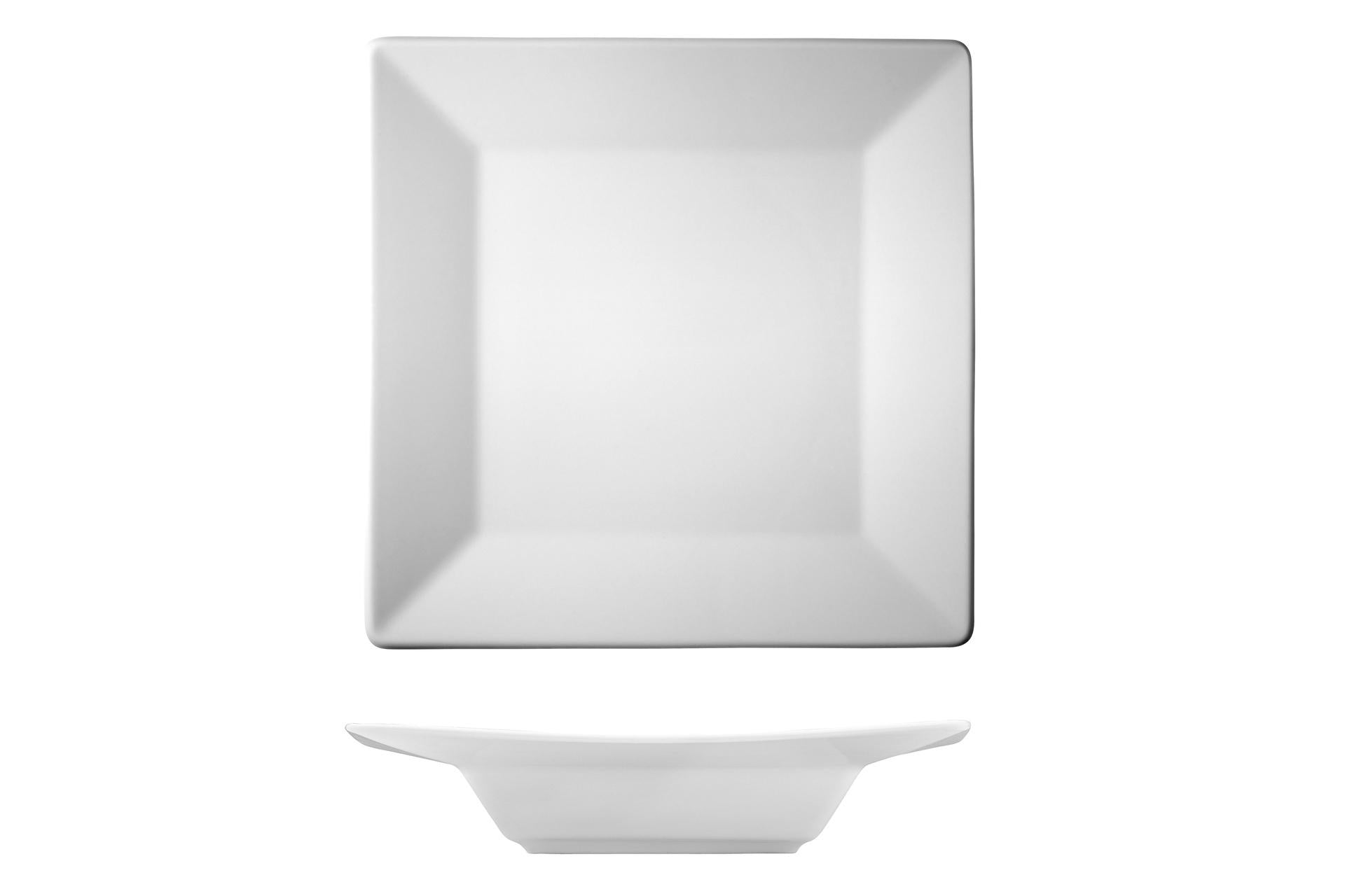 Kutahya Seramik Maya Piatto Piano Quadro 25 cm In Porcellana Bianca - Set 12 Pz