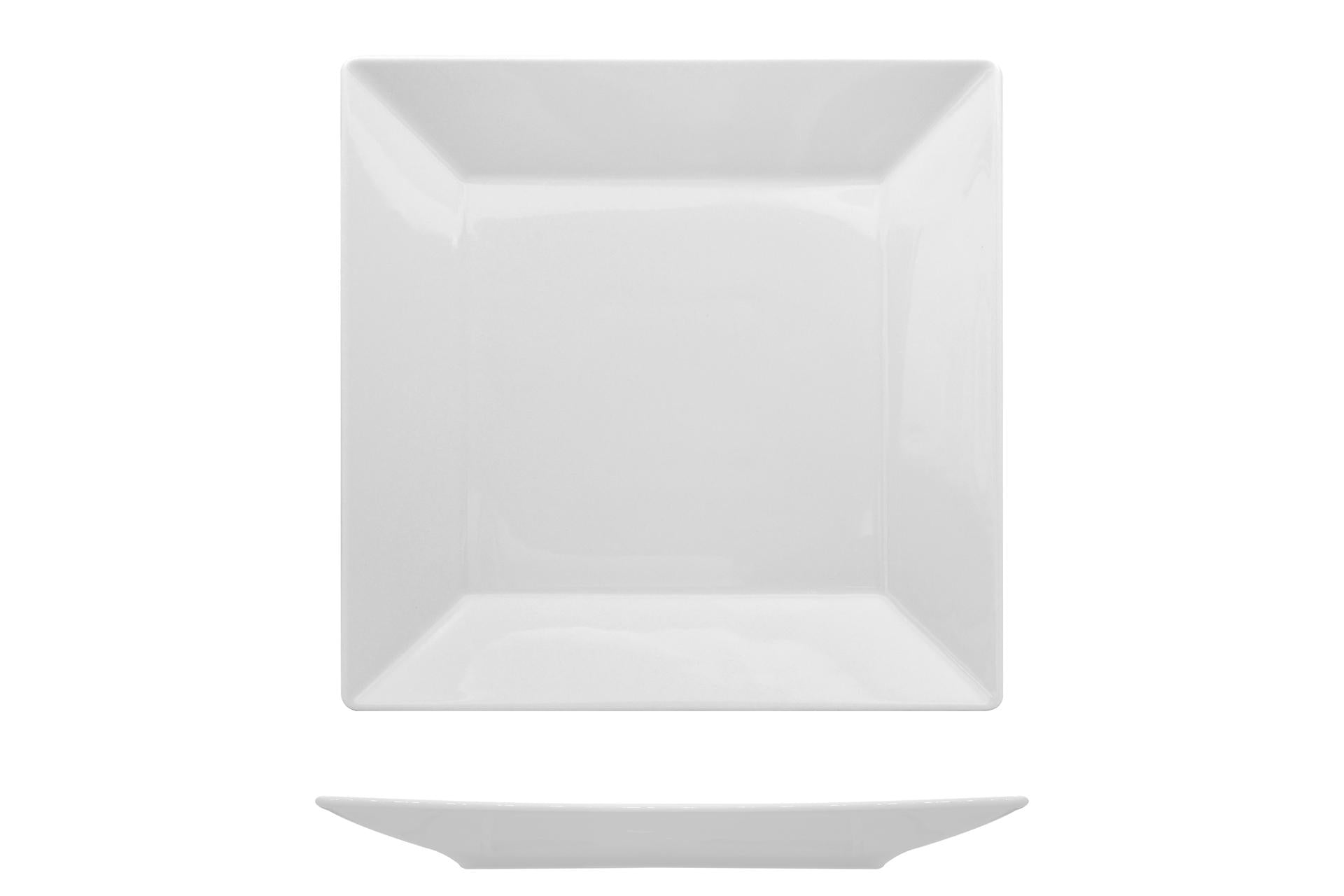 Kutahya Seramik Maya Bianco Piatto Piano Quadro 27 cm In Porcellana Bianca - Set 12 Pz