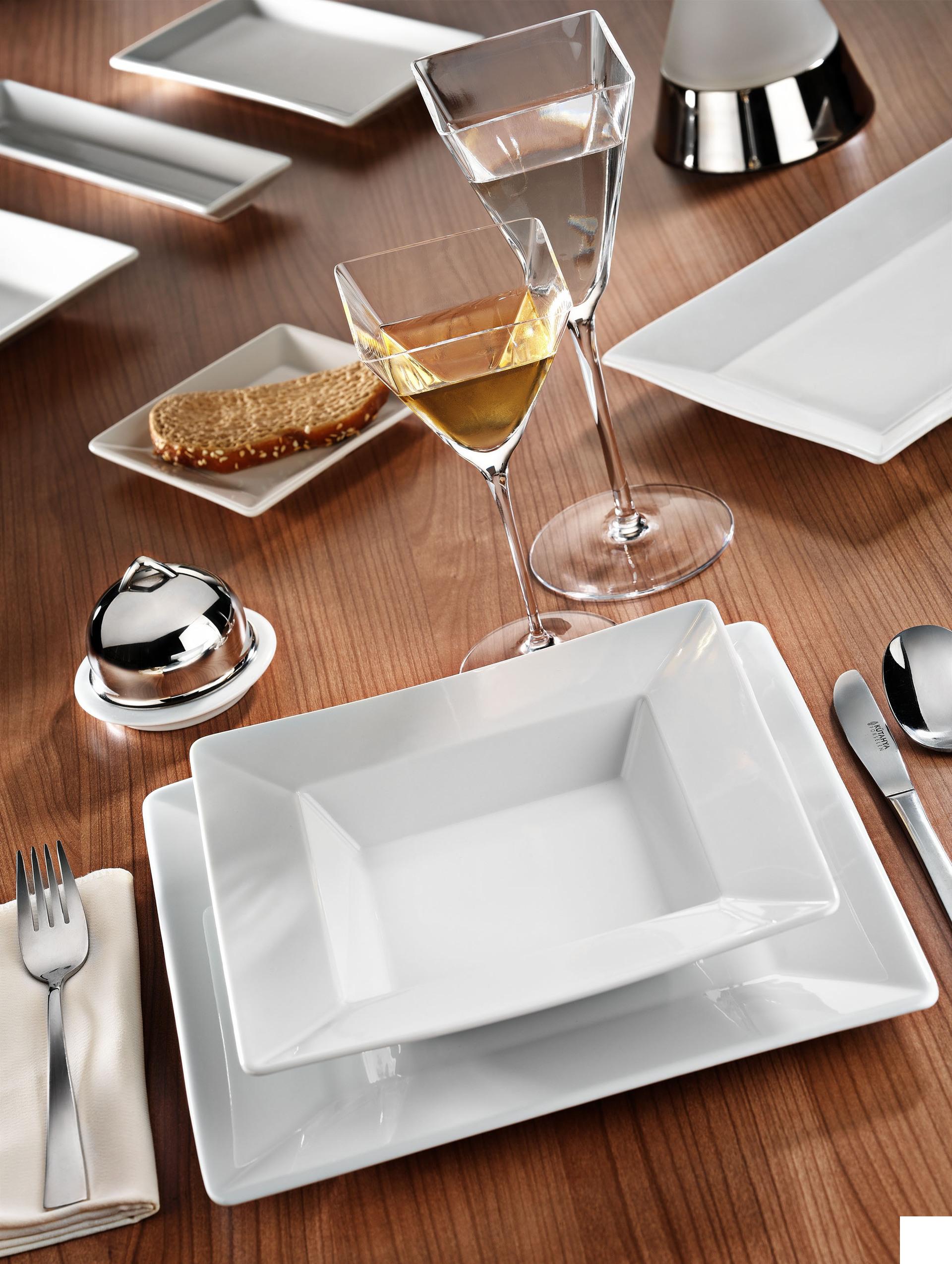 Kutahya Seramik Maya Bianco Piatto Fondo Quadro Ø21.5 cm In Porcellana Bianca - Set 12 Pz 3