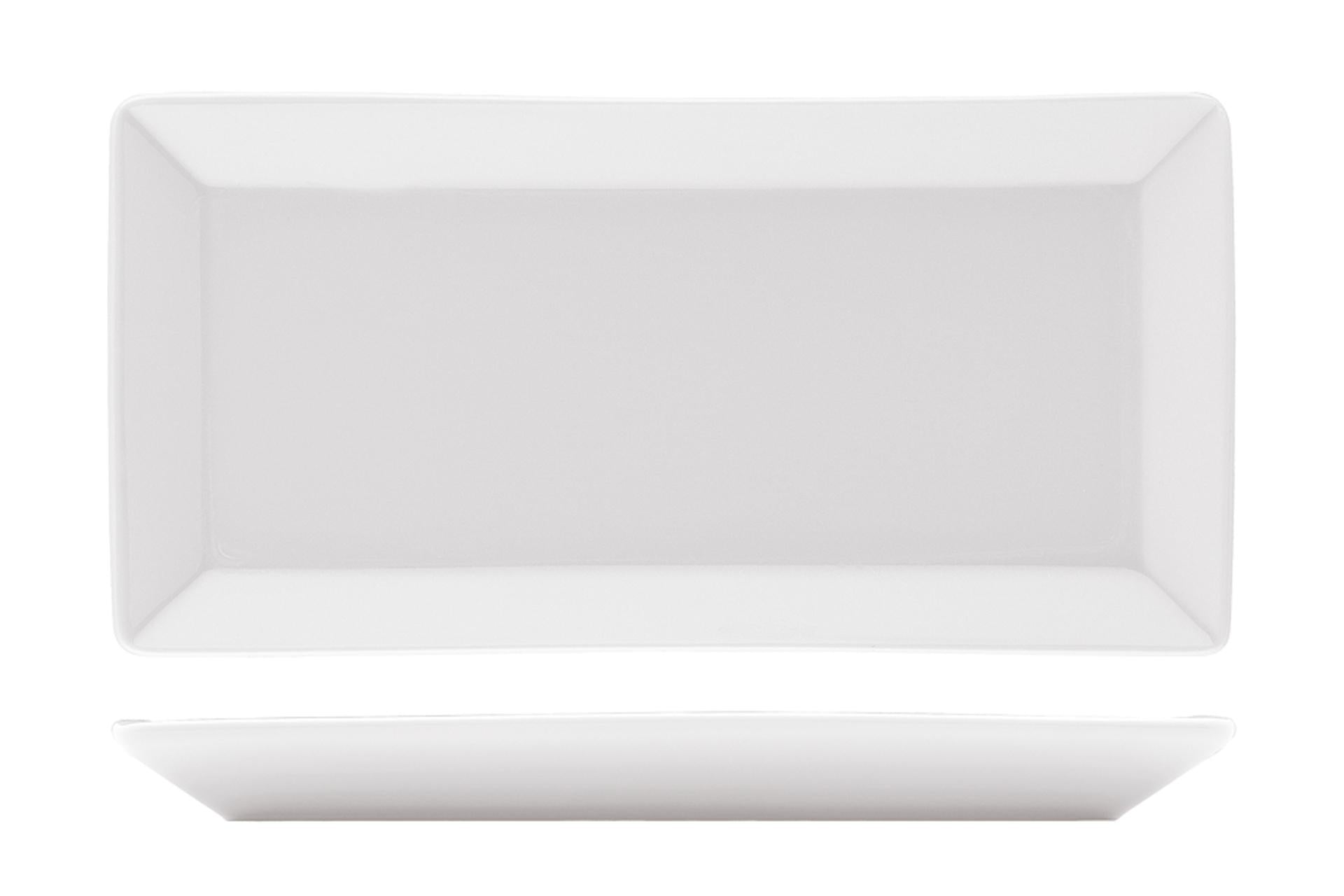 Kutahya Seramik Maya Perge Piatto Rettangolare 28 x 6 cm In Porcellana Bianca - Set 12 Pz