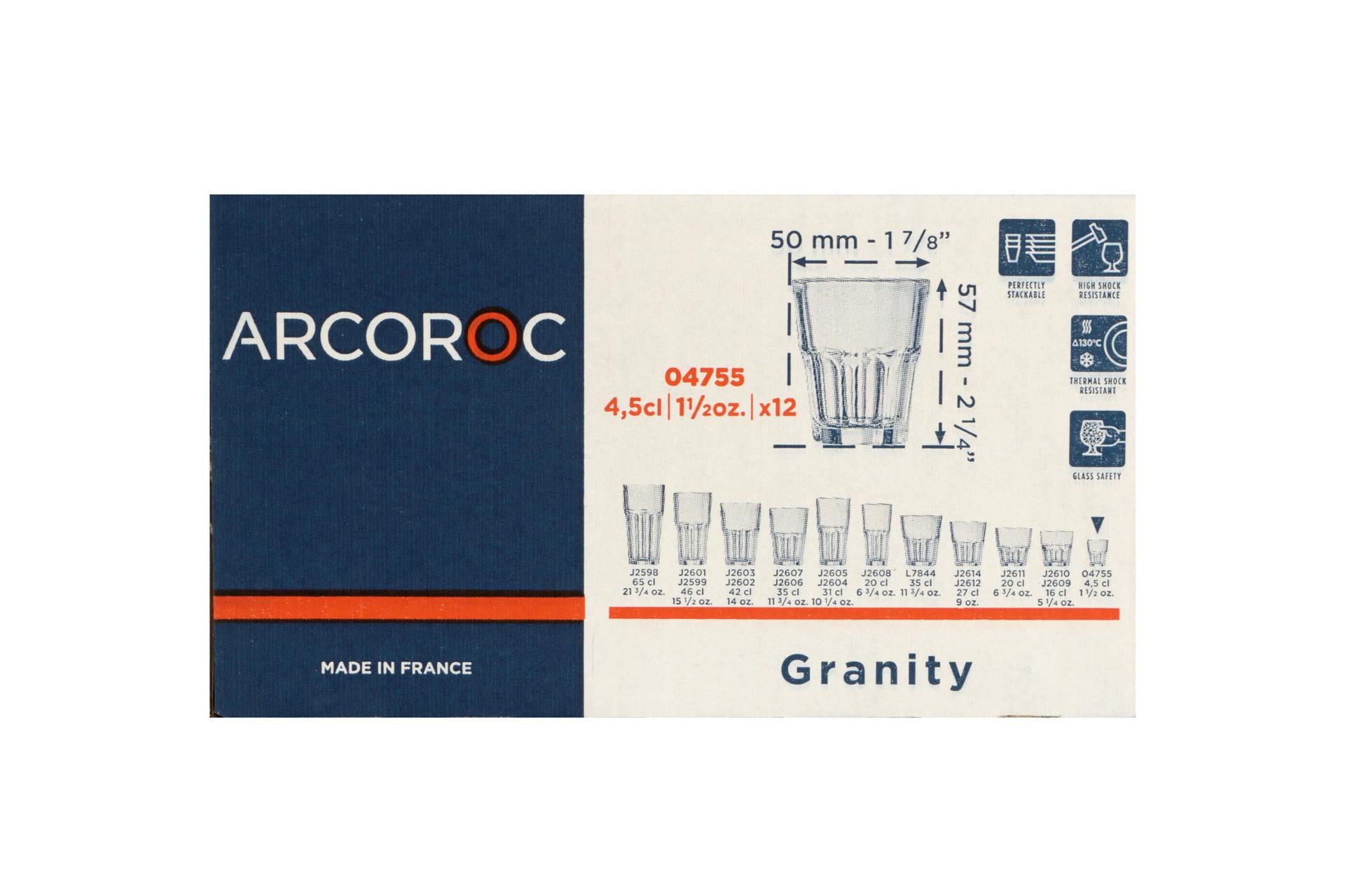 Arcoroc Granity Bicchiere Shottino 4.5 cl - H 57 mm Ø 50 mm - Set 12 Pz 6