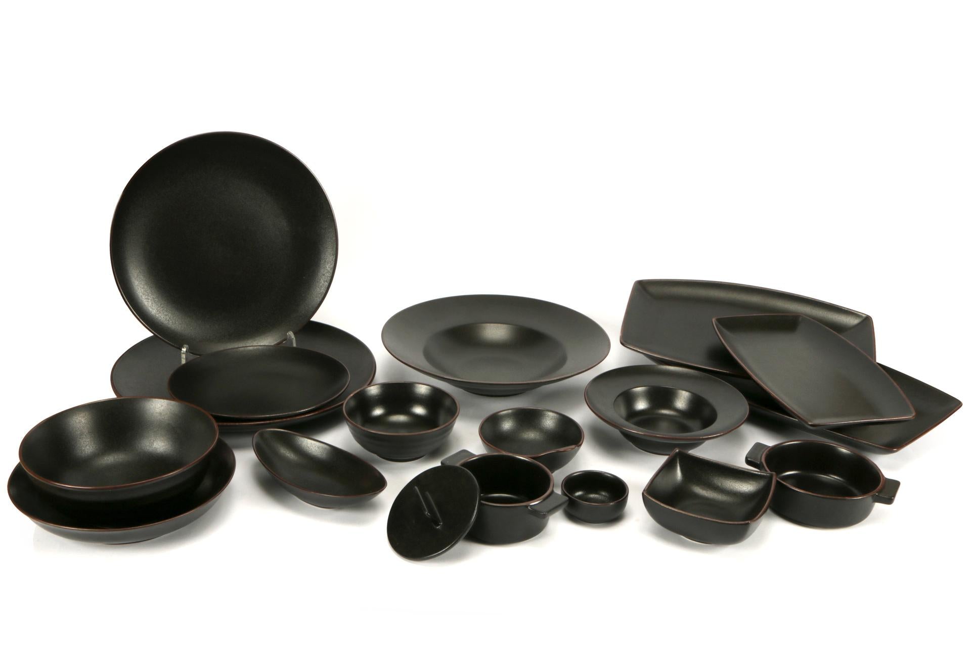 Import Tavola Professional Stromboli Vassoio Rettangolare Oblungo 37.5 x 23.3 cm In Stoneware Nero Con Bordatura Ramata - Set 4 Pz 3