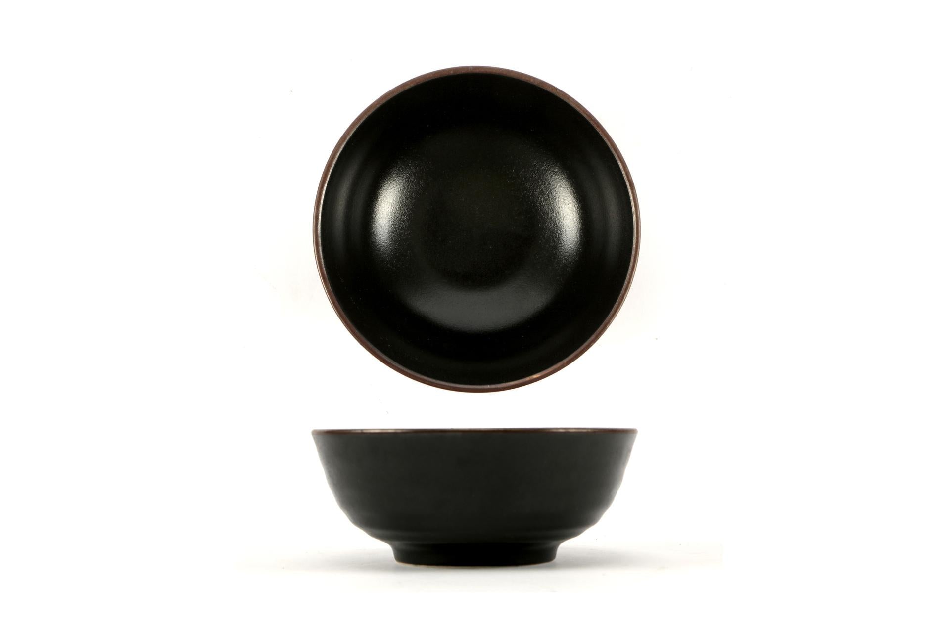 Import Tavola Professional Stromboli Ciotolina Ø12.7 cm In Stoneware Nero Con Bordatura Ramata