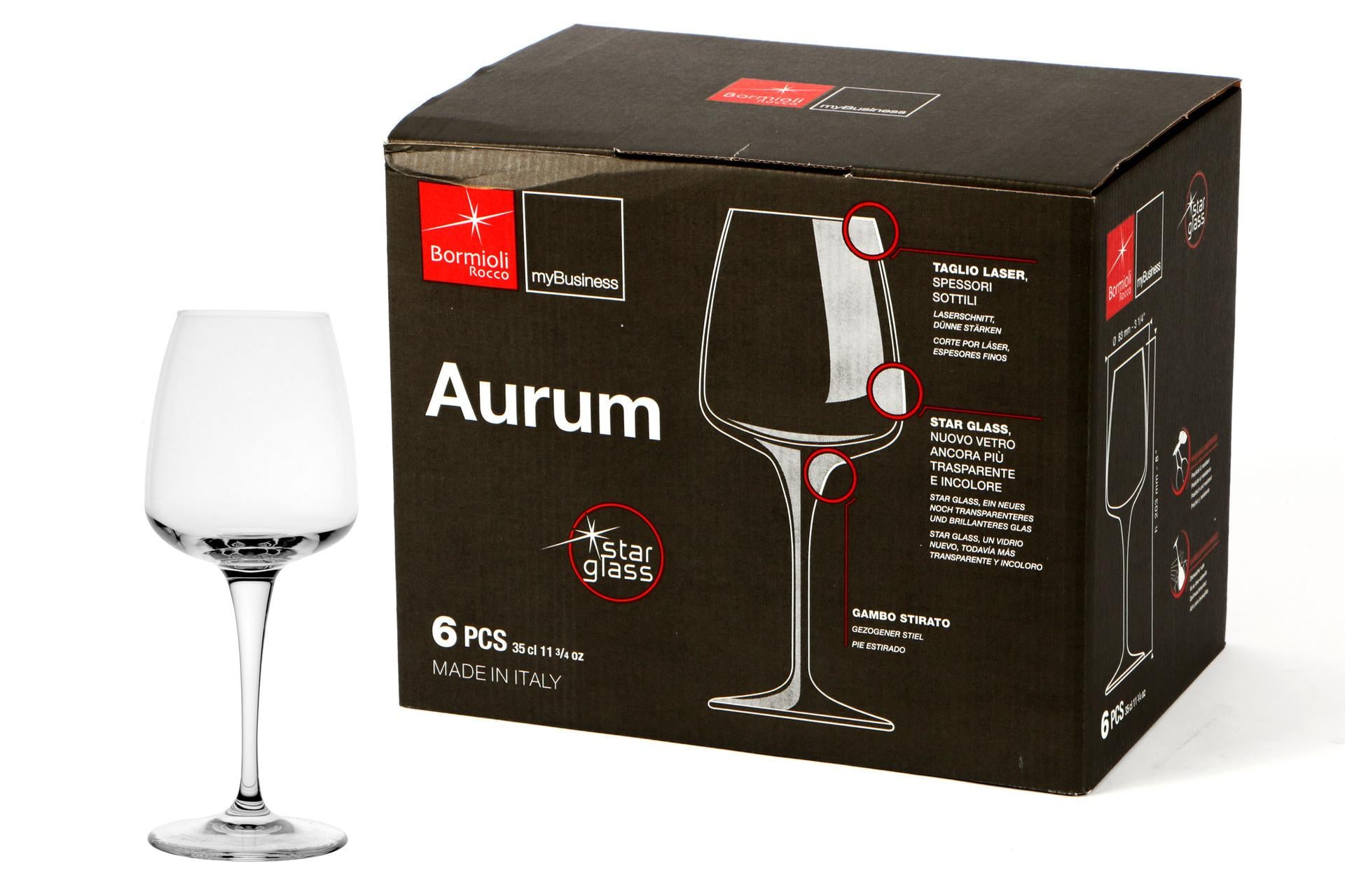 Bormioli Rocco Aurum Set 6 Calici Vino Bianco 35 cl - In Vetro Star Glass Sottile Con Gambo Stirato e Bevante Tagliato a Laser - Set 6 Pz 3