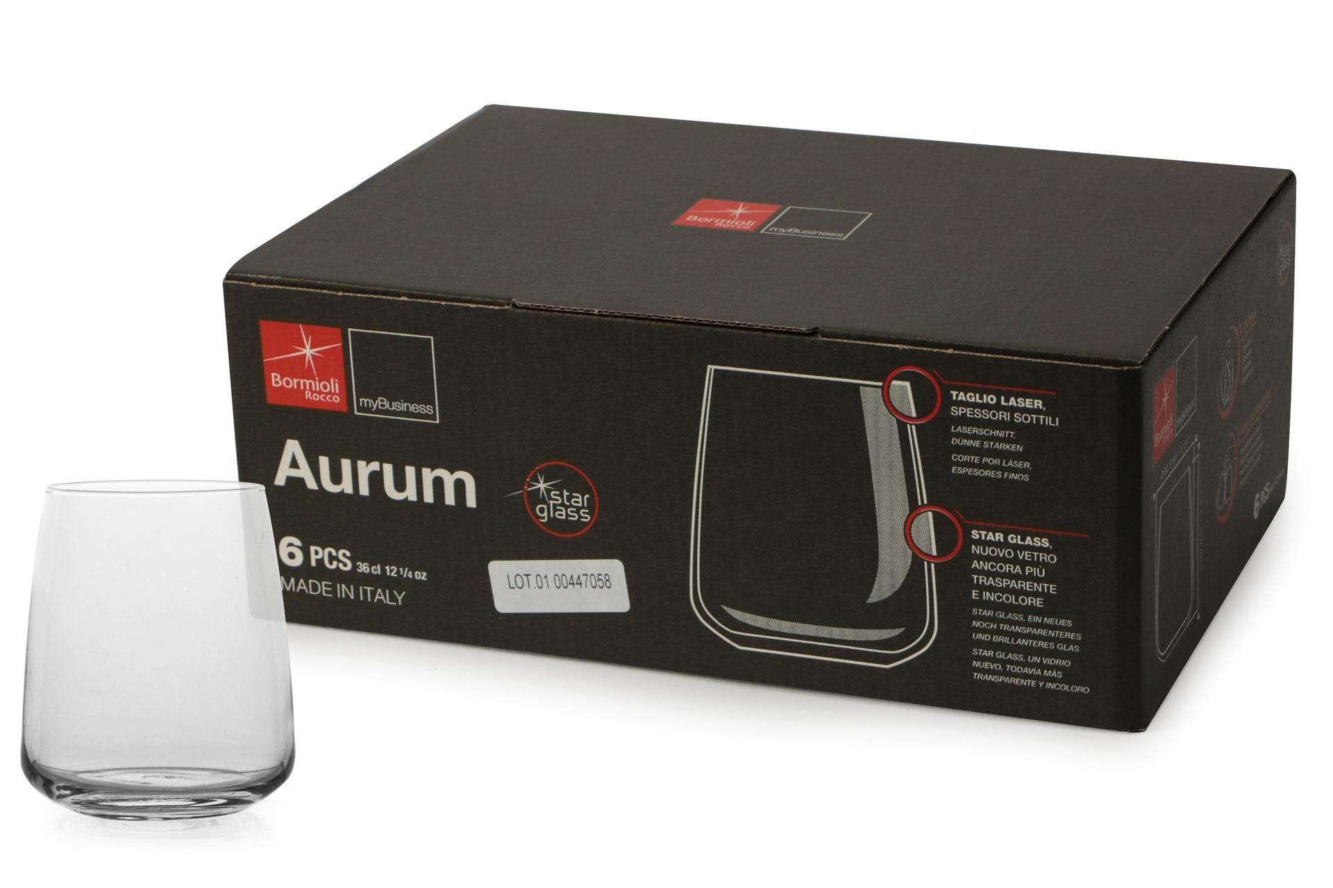 Bormioli Rocco Aurum Set 6 Bicchieri Acqua 37 cl In Vetro "Star Glass" Con Taglio Laser - Set 6 Pz 3