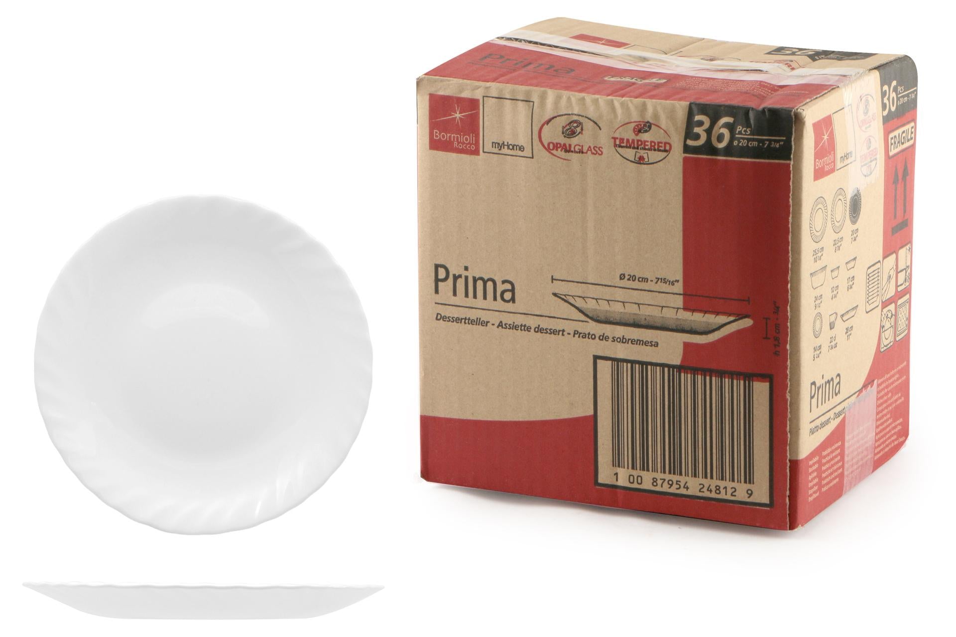 Bormioli Rocco Prima Piatto Frutta Ø20 cm Bianco Con Decori In Rilievo - Set 6 Pz