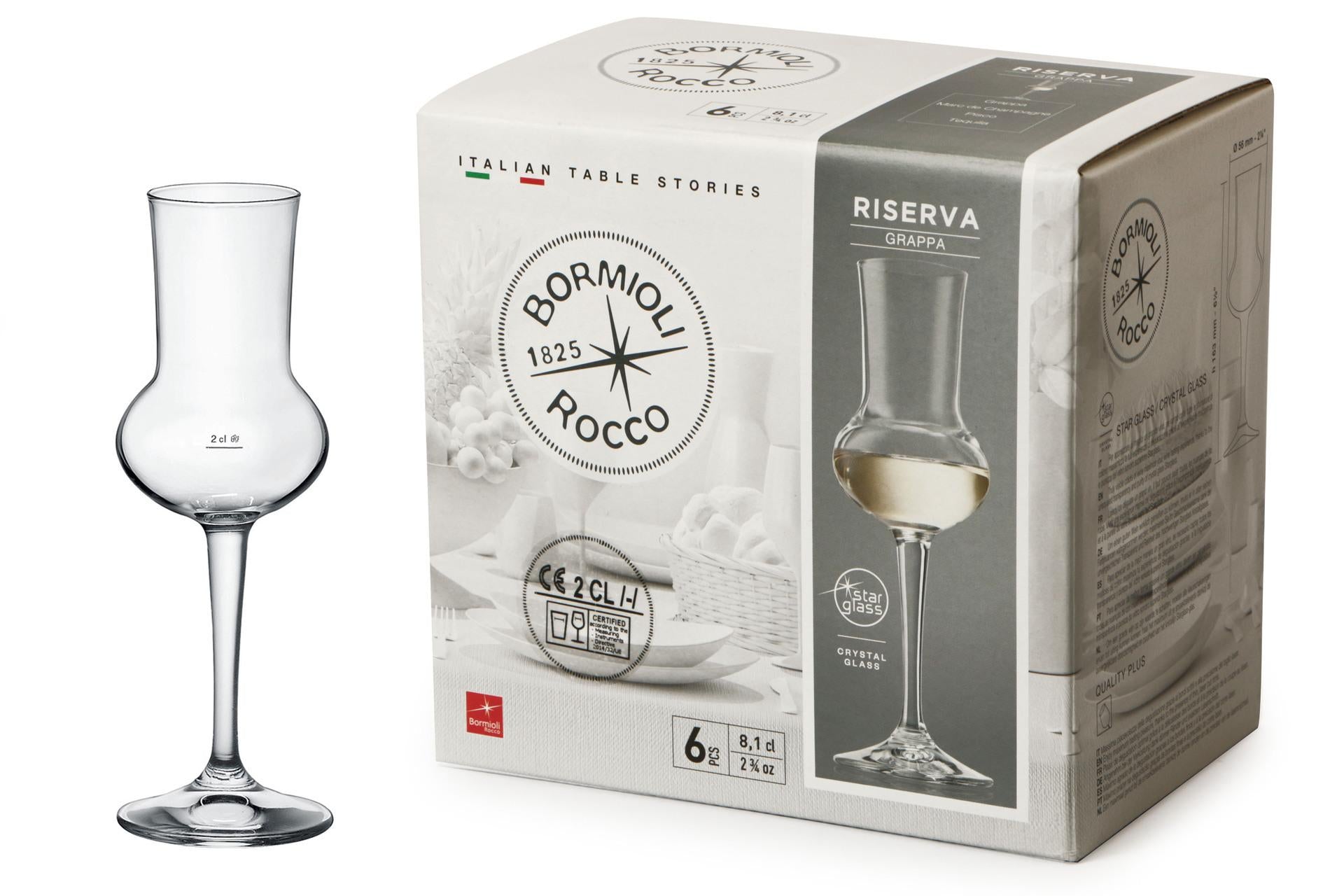 Bormioli Rocco Riserva Tacca Grappa - Set 6 Calici Cl 8 Serie Riserva - Set 6 Pz 3