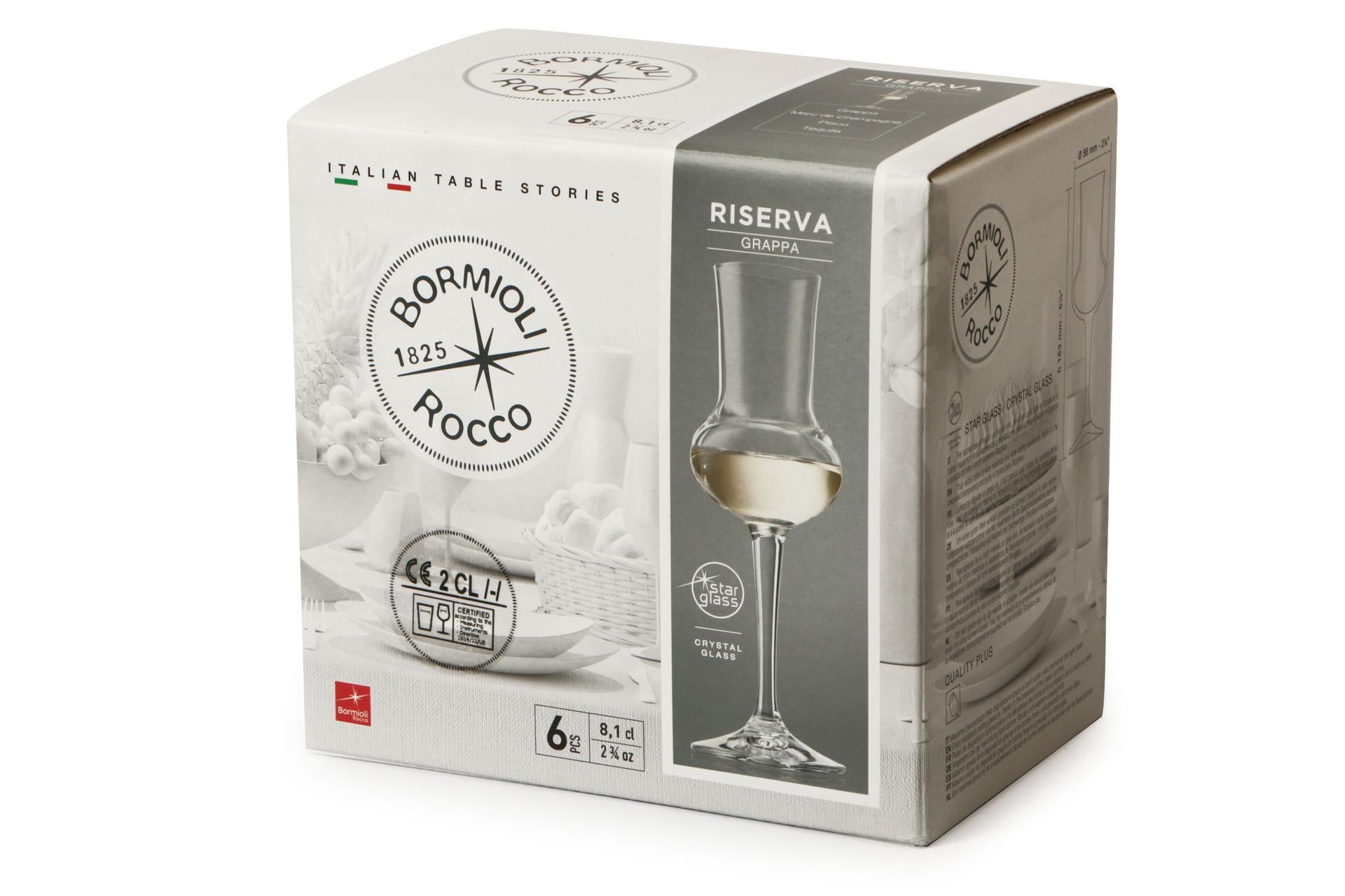 Bormioli Rocco Riserva Tacca Grappa - Set 6 Calici Cl 8 Serie Riserva - Set 6 Pz 4