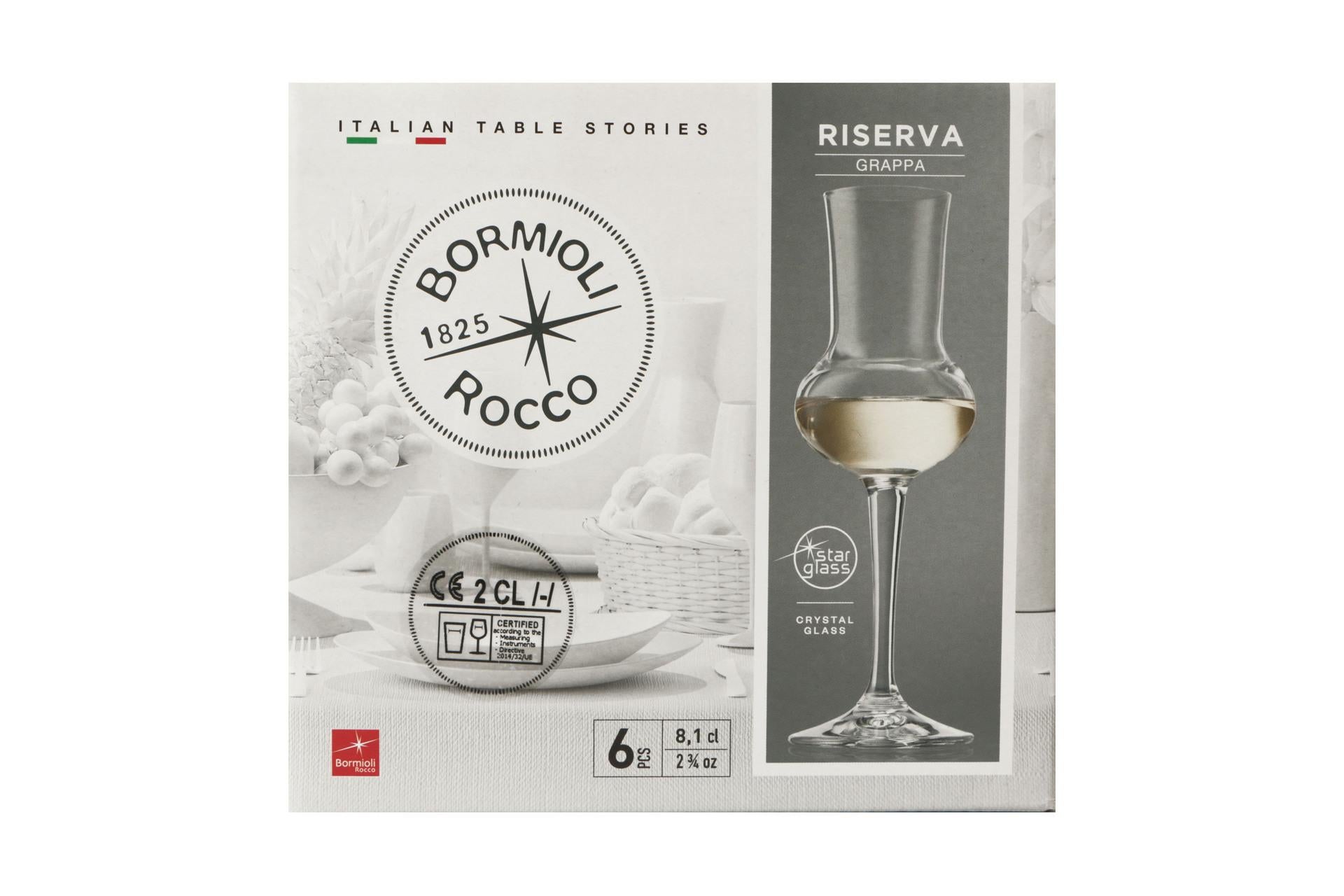 Bormioli Rocco Riserva Tacca Grappa - Set 6 Calici Cl 8 Serie Riserva - Set 6 Pz 7