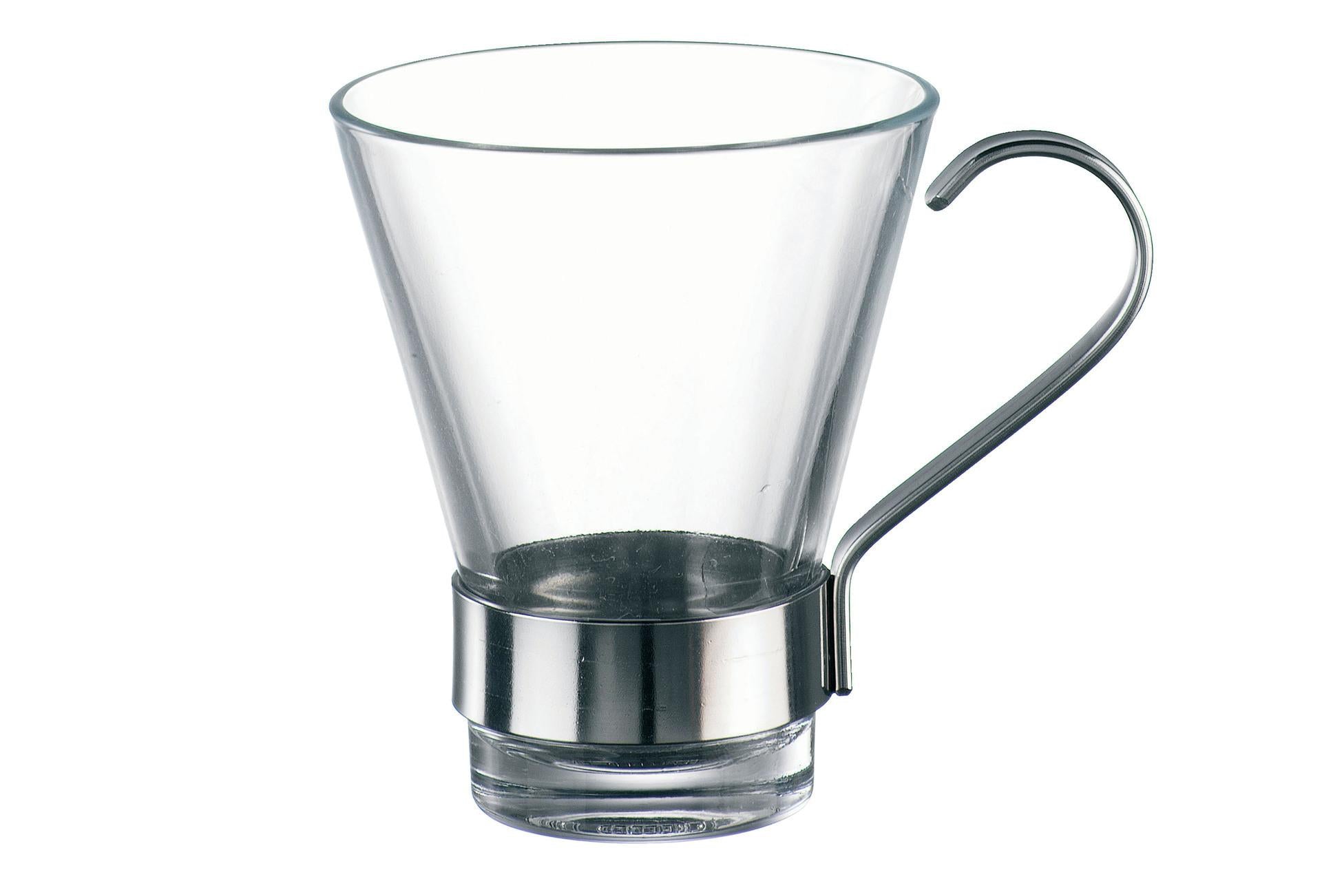 Bormioli Rocco Ypsilon Tazza Caffè 11 cl Con Manico Inox - Set 6 Pz