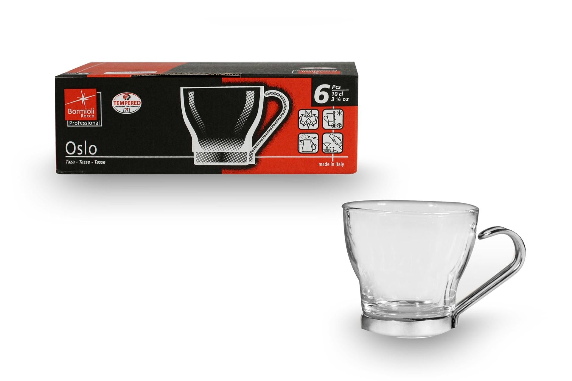 Bormioli Rocco Oslo Punch Set 6 Bicchieri Con Manico In Acciaio Inox 11 cl - Vetro Temperato Resistente Al Calore - Set 6 Pz 3