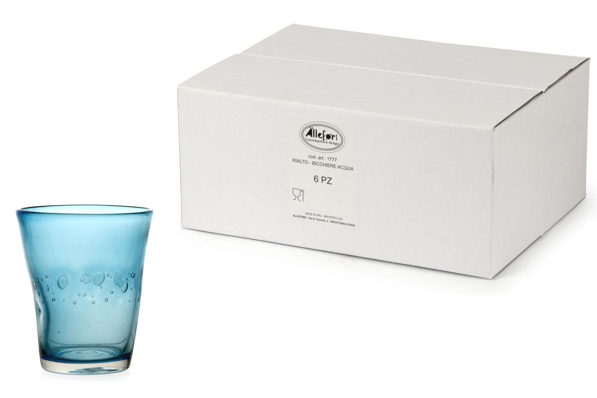 Import Tavola Professional Rialto Bicchiere Acqua Cl.35 Incamiciato Acquamarina In Pasta di Vetro Soffiato - Set 6 Pz 3