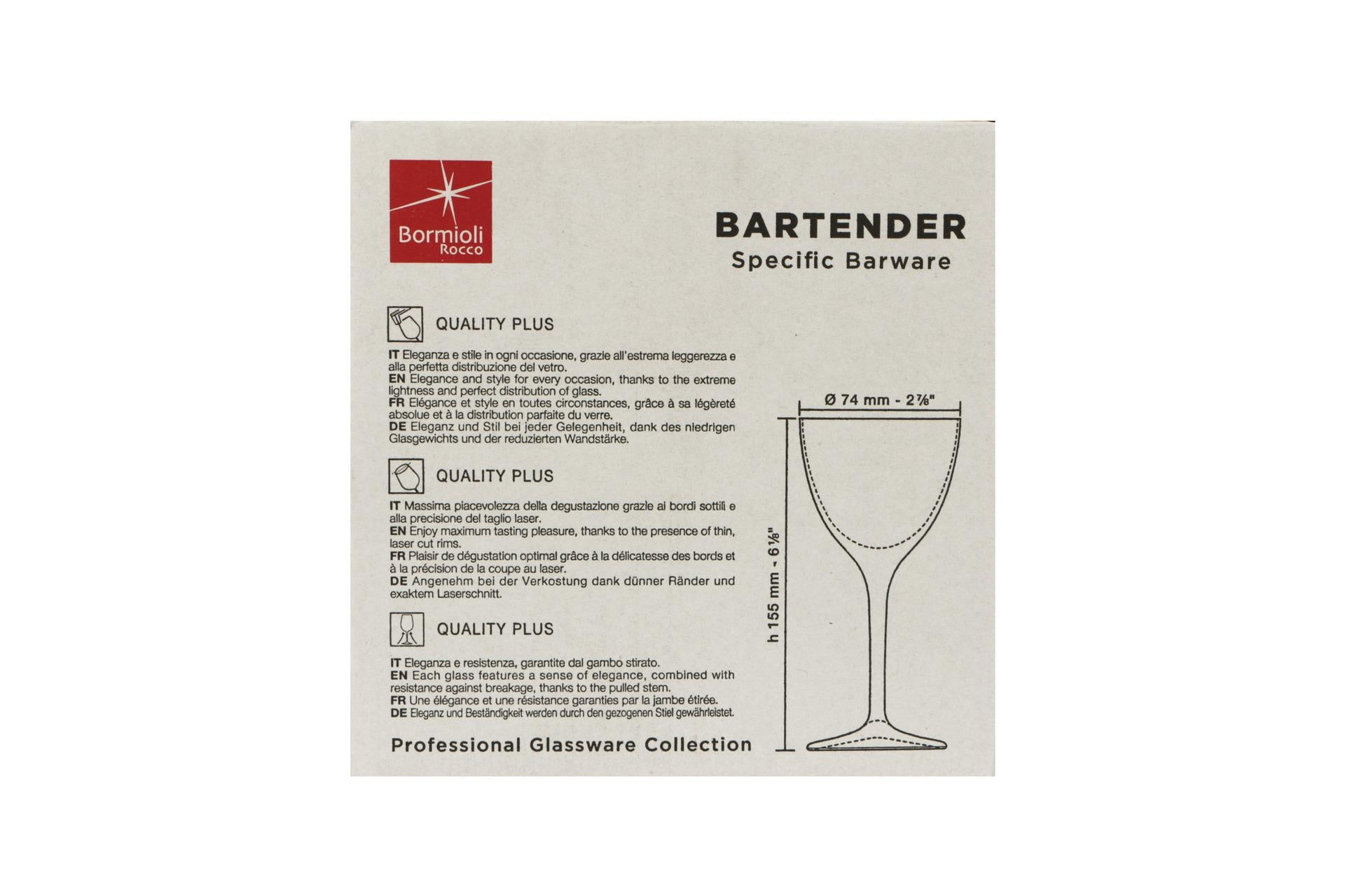 Bormioli Rocco Bartender Novecento Set 6 Calici Nick Nora 15.5 cl - Serie di Calici Lisci Lucenti - Set 6 Pz 6