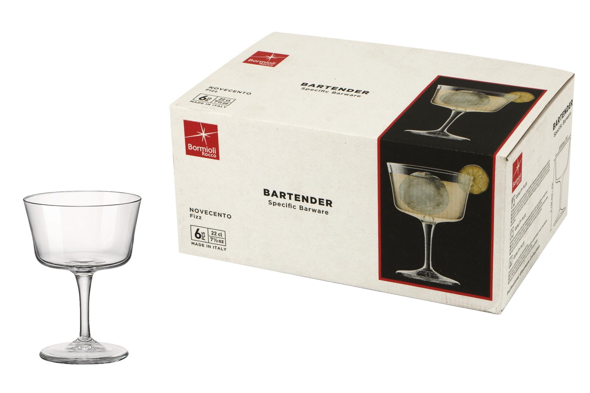 Bormioli Rocco Bartender Novecento Set 6 Calici Fizz 22 cl - Serie Calici Lisci Lucenti - Set 6 Pz 3