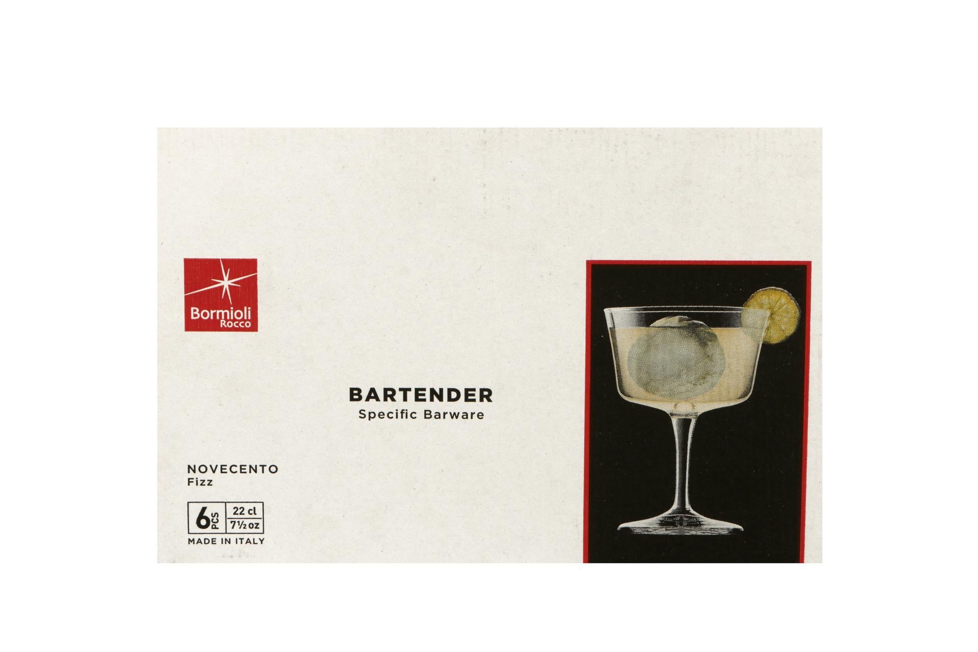 Bormioli Rocco Bartender Novecento Set 6 Calici Fizz 22 cl - Serie Calici Lisci Lucenti - Set 6 Pz 6