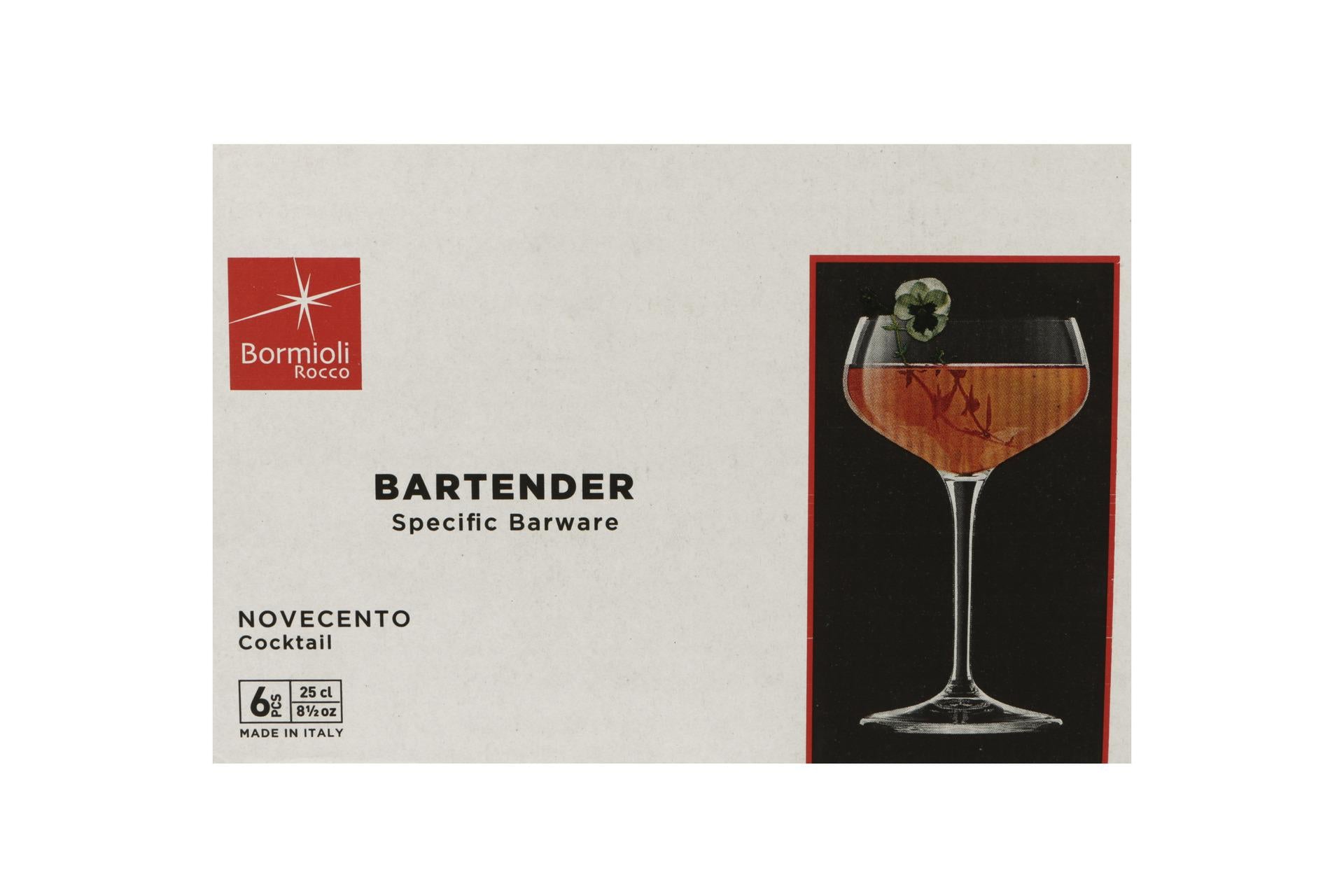 Bormioli Rocco Bartender Set 6 Calici Cocktail 25 cl - Design Vintage per Mixology - Set 6 Pz 6