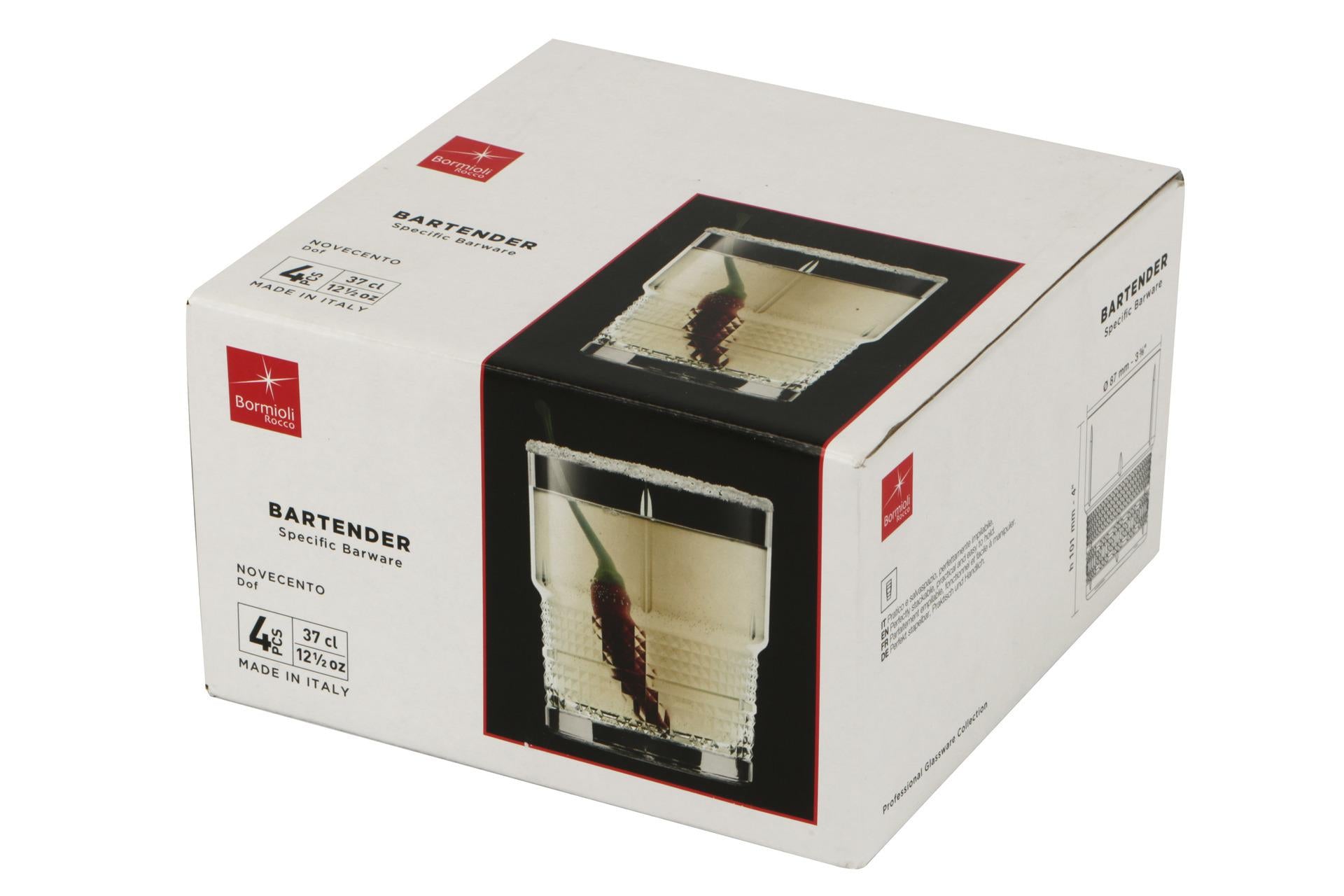 Bormioli Rocco Bartender Novecento Set 4 Bicchieri DOF 37 cl - Bicchieri Importanti per Liquori Pregiati - Set 4 Pz 4