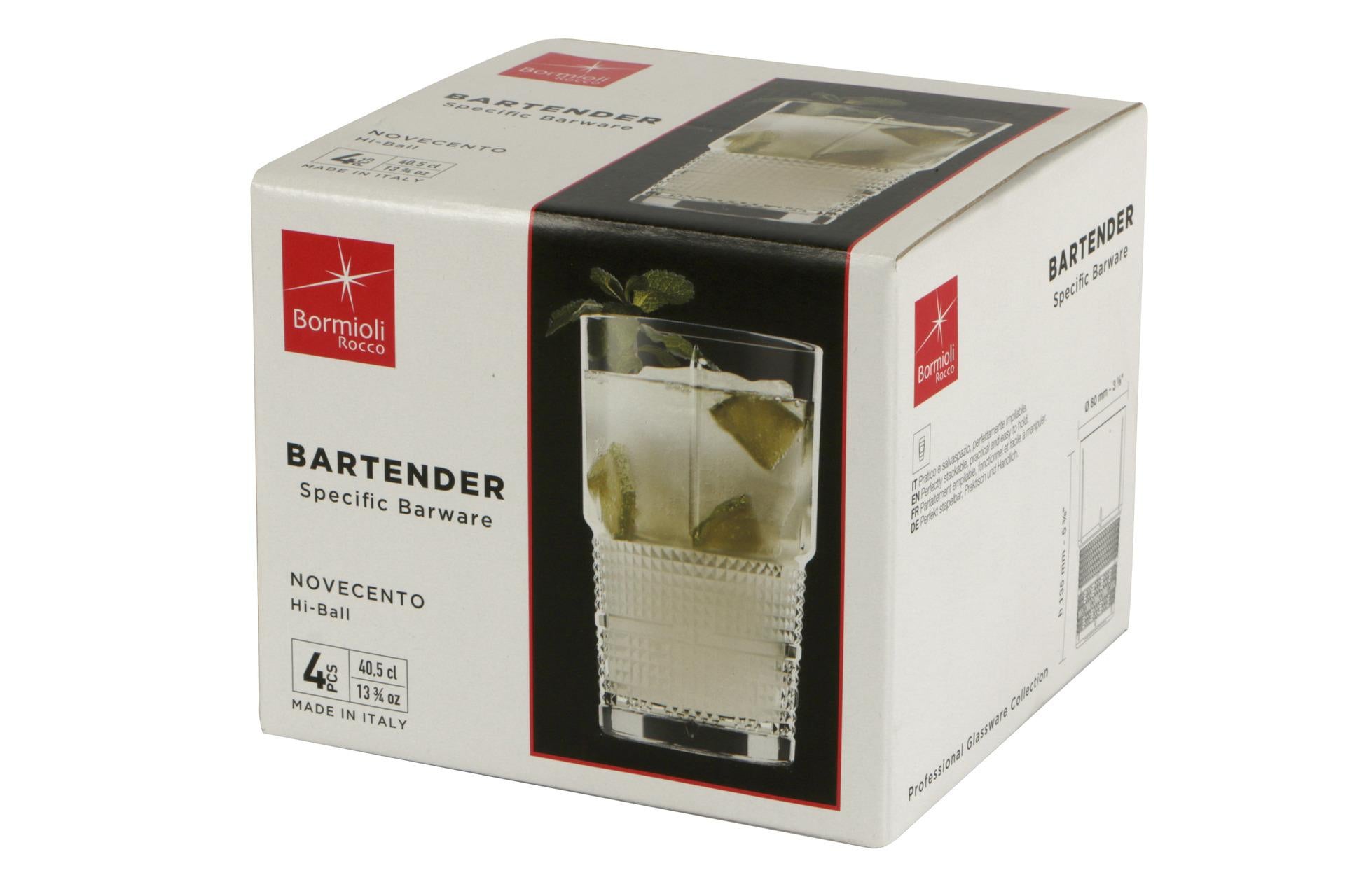 Bormioli Rocco Bartender Novecento Set 4 Bicchieri Hi-Ball 40.5 cl - Set 4 Pz 4