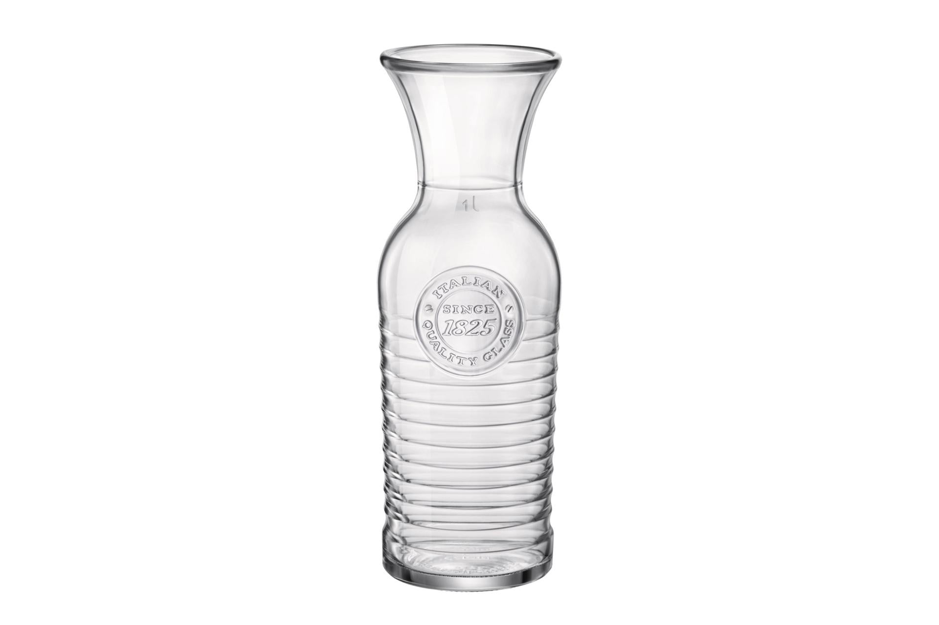 Bormioli Rocco Officina 1825 Caraffa 1L H.27.5 cm - Ø9.6 cm In Vetro Stile Vintage - Set 6 Pz