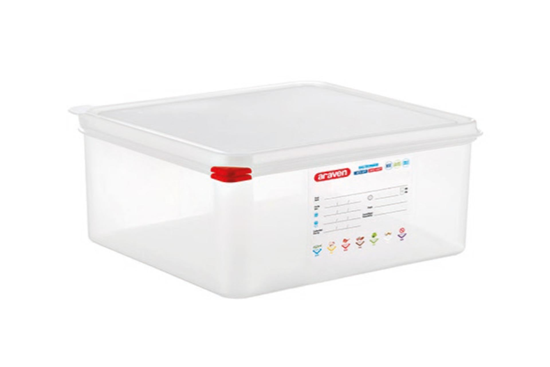 Araven Contenitore Alimentare Ermetico 2.3L - Gastronorm 2/3 Con Etichetta Lavabile e Alette Colorate