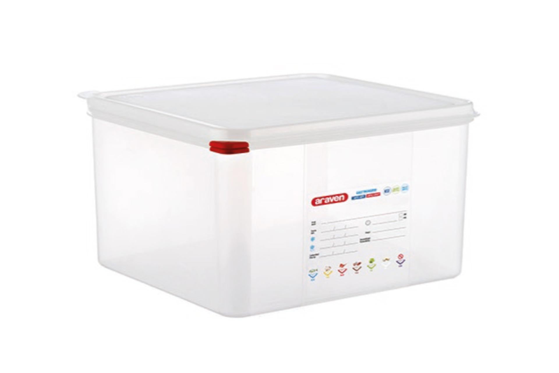 Araven Contenitore Alimentare Ermetico 2/3 Gastronorm 2.3L - 354x325x200 mm Con Etichetta Lavabile e Alette Colorate