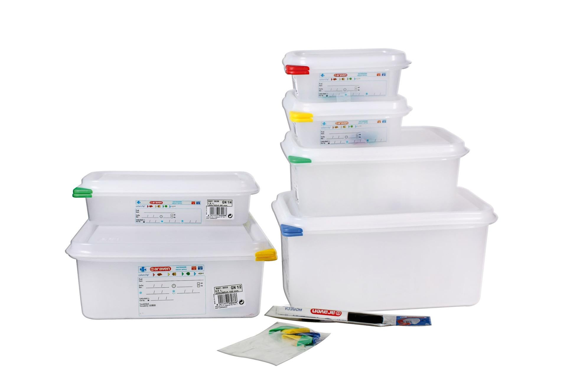 Araven Contenitore Alimentare Ermetico Gastronorm 1/1 - 28 L 530x325x200 mm Con Etichetta Riscrivibile e Alette Intercambiabili