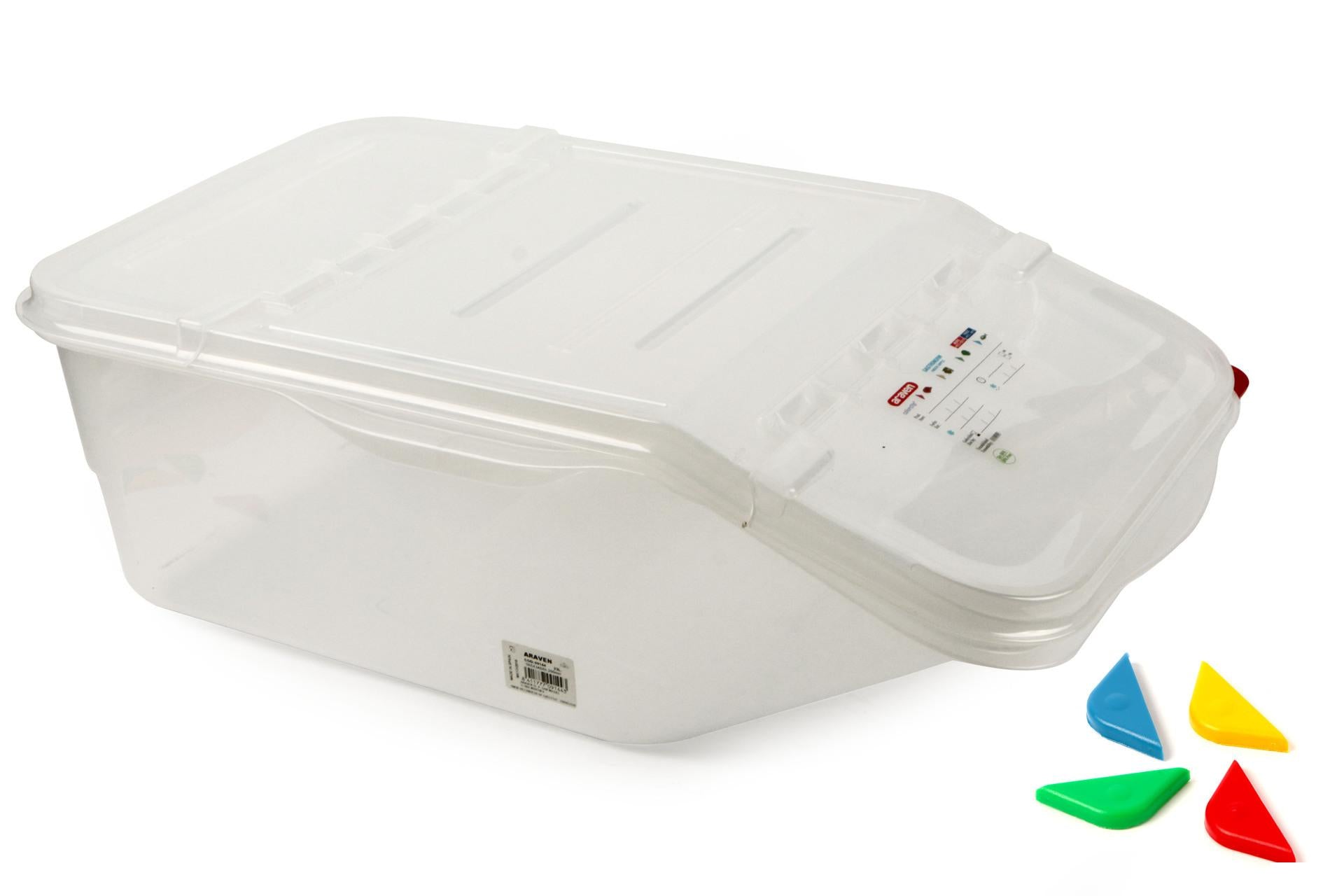 Araven Contenitore Impilabile 22,65L - 565x340xH.200 mm Con 2 Aperture e Etichetta Riscrivibile
