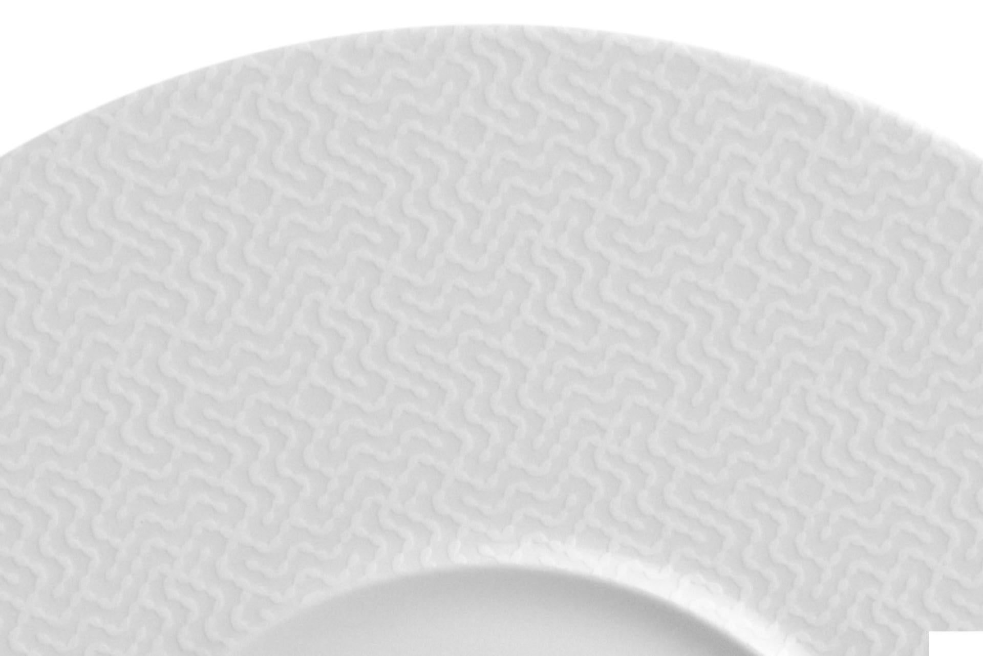 Akij Ceramics Florence Embossed Piatto Piano Ø31 cm In Porcellana - Set 4 Pz