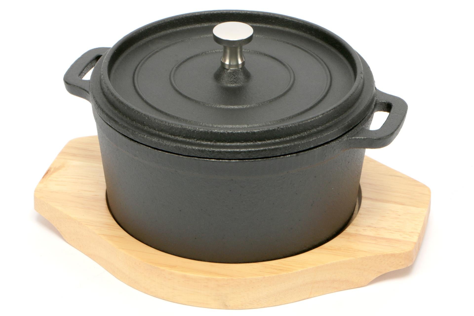 Import Tavola Professional Think Cocotte Ghisa Ø14 cm Con Base In Legno - Linea Piatti a Servire