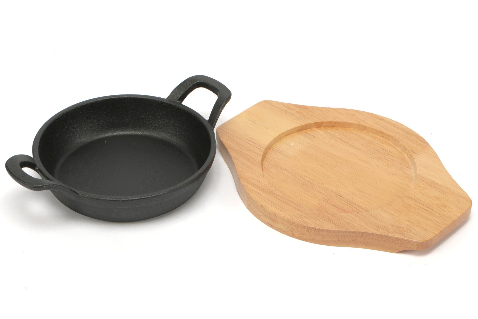 Import Tavola Professional Think Casseruola Tonda Ø16 cm In Ghisa Con Base In Legno - 2 Manici