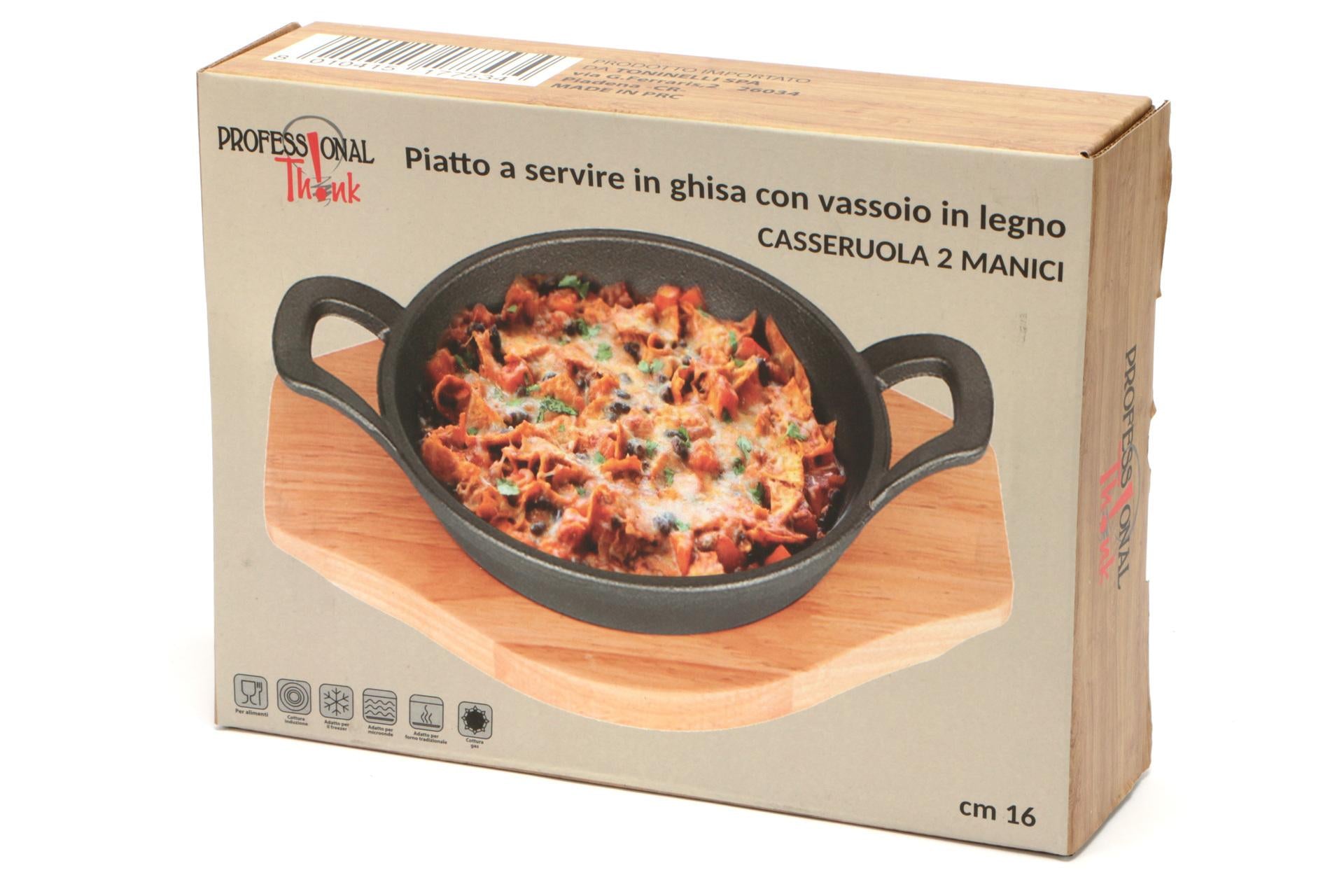 Import Tavola Professional Think Casseruola Tonda Ø16 cm In Ghisa Con Base In Legno - 2 Manici 5