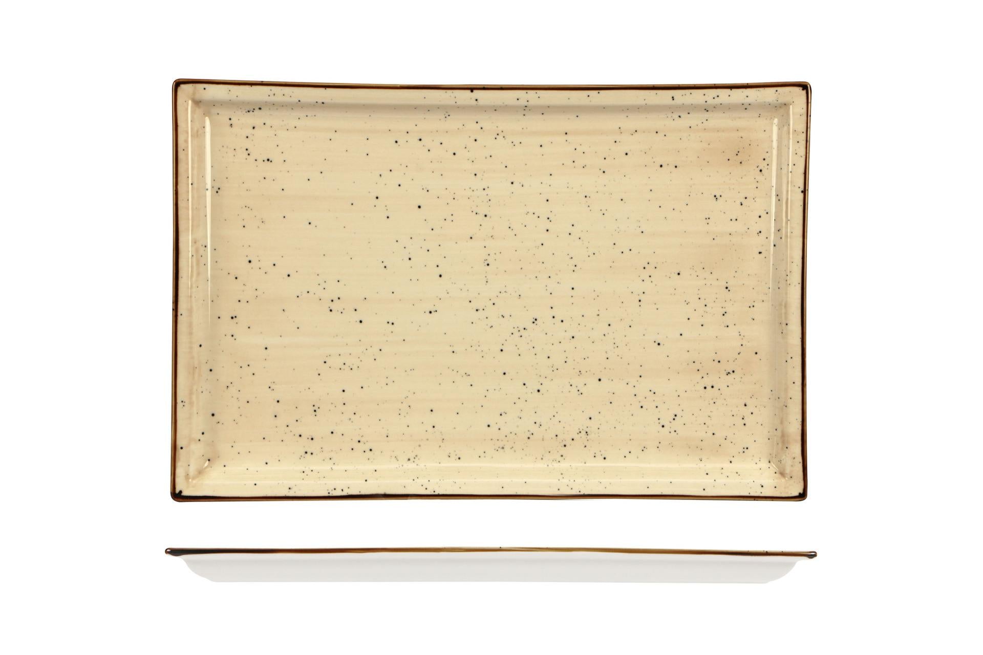 Import Tavola Professional JustColor Cream Piatto Rettangolare 31 x 22 cm - In Porcellana Colorata - Set 3 Pz