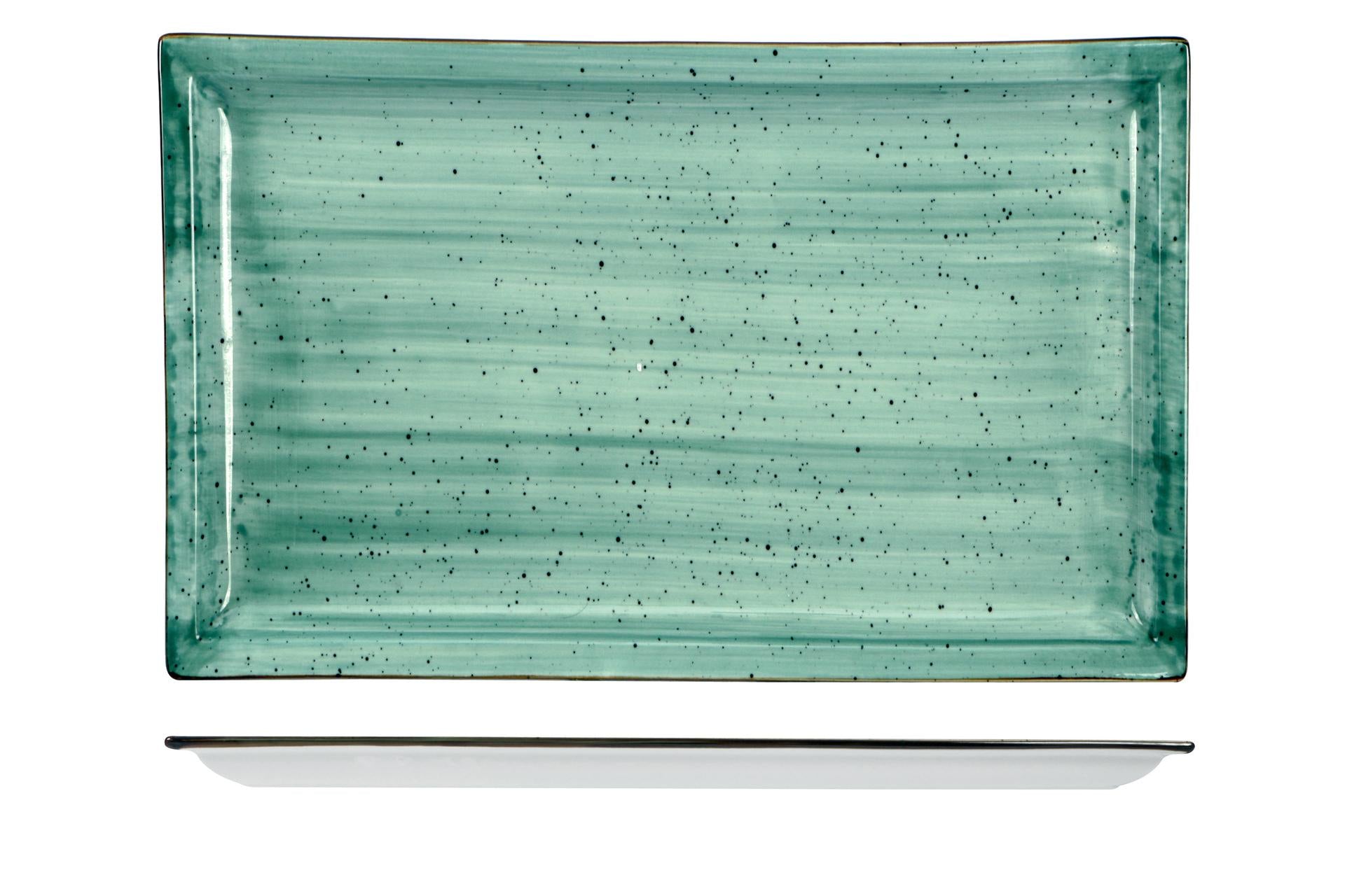 Import Tavola Professional JustColor Green Piatto Rettangolare 31 x 22 cm In Porcellana Colorata - Set 3 Pz