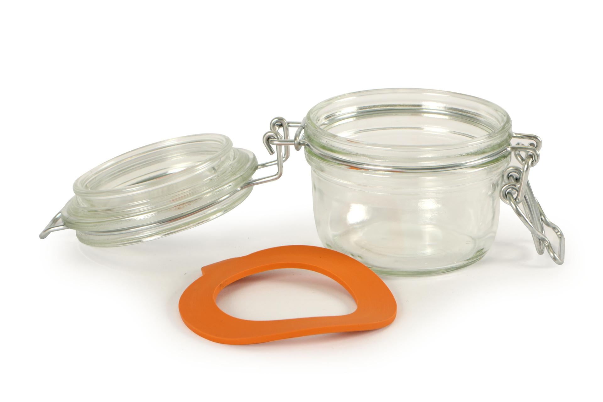 Le Parfait Super Vaso Ermetico Modello Terrine Ø70 mm - 125 ml Con Telaio Meccanico e Rondella Arancione - Set 6 Pz