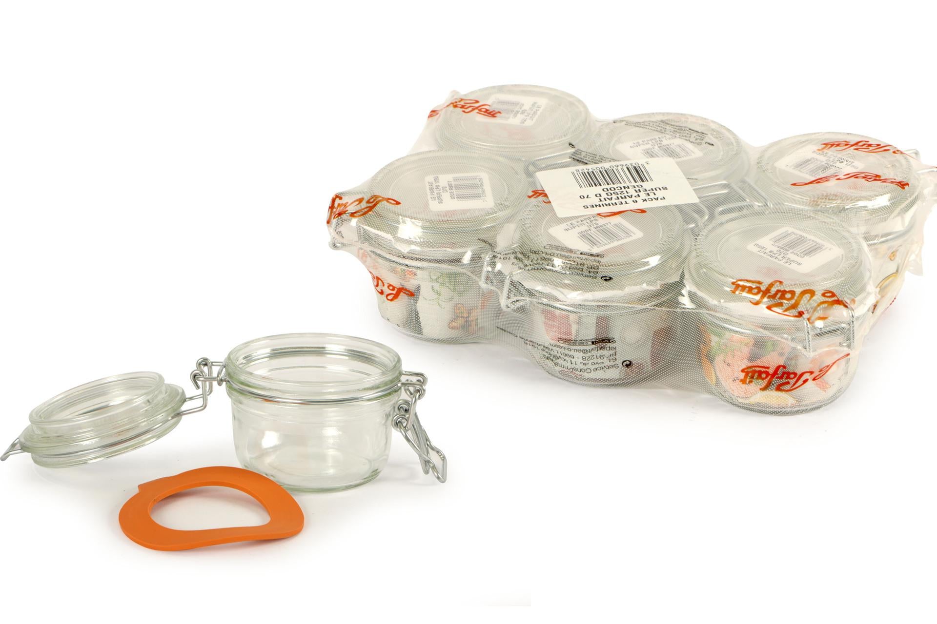 Le Parfait Super Vaso Ermetico Modello Terrine Ø70 mm - 125 ml Con Telaio Meccanico e Rondella Arancione - Set 6 Pz 3