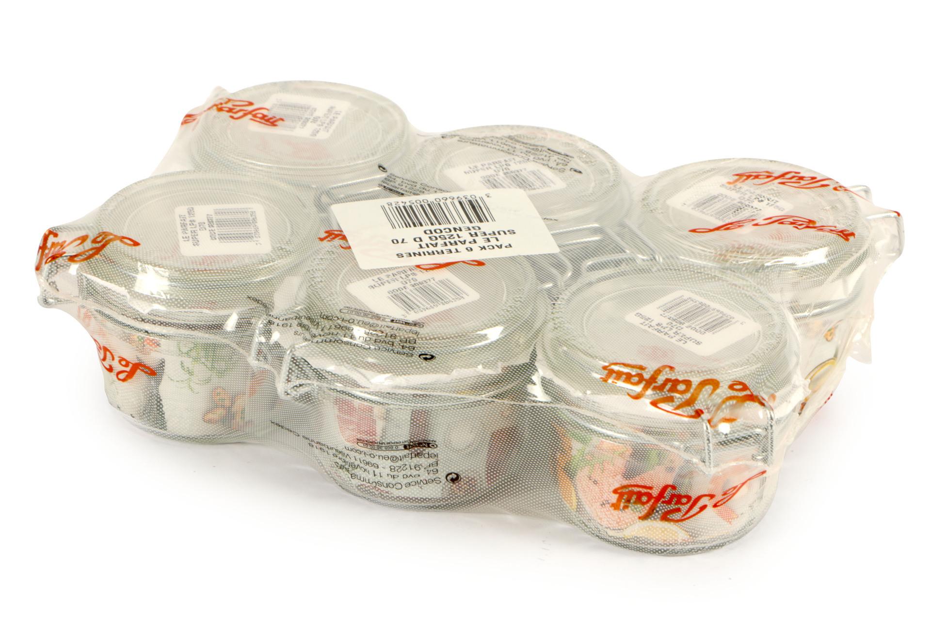 Le Parfait Super Vaso Ermetico Modello Terrine Ø70 mm - 125 ml Con Telaio Meccanico e Rondella Arancione - Set 6 Pz 6