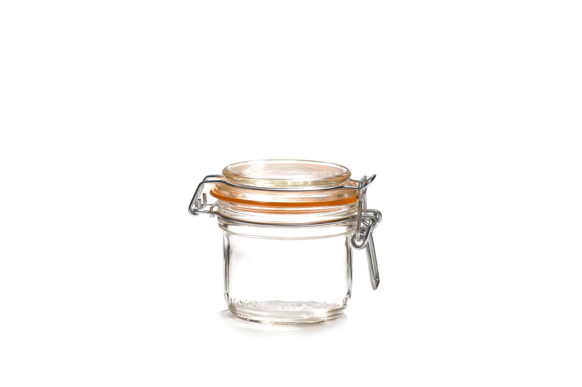 Le Parfait Super Vaso Ermetico Modello Terrine 200 - Ø70 mm Con Telaio Meccanico e Rondella Arancione - Set 6 Pz
