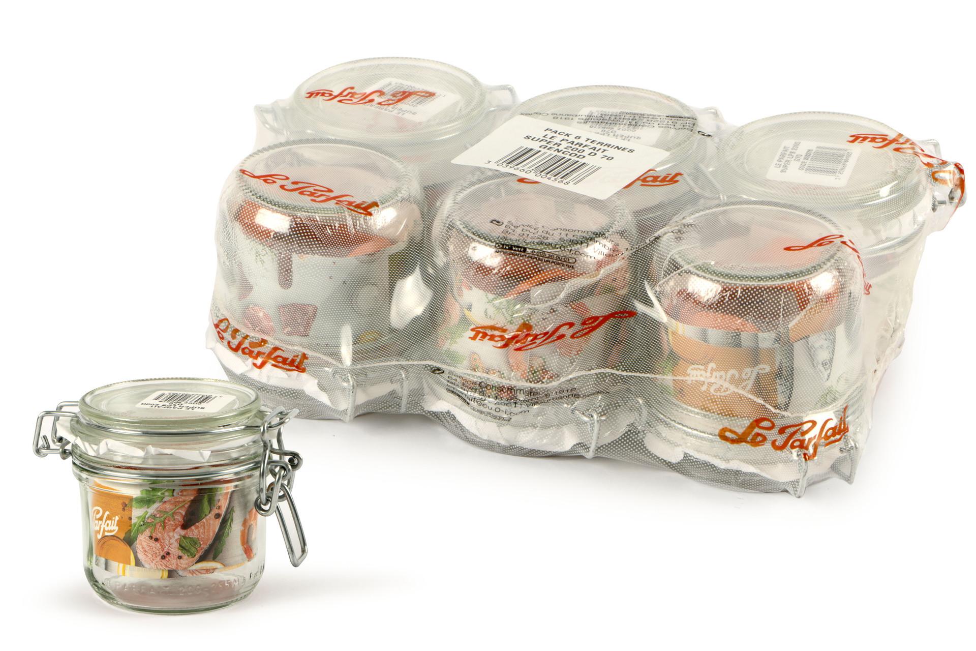 Le Parfait Super Vaso Ermetico Modello Terrine 200 - Ø70 mm Con Telaio Meccanico e Rondella Arancione - Set 6 Pz 5