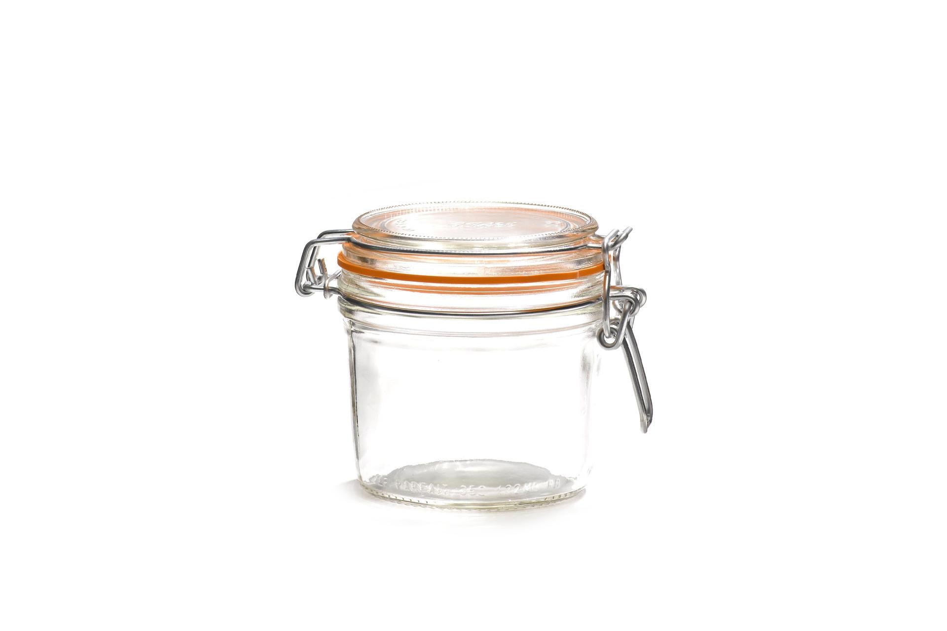 Le Parfait Super Vaso Ermetico Modello Terrine 350 ml - Ø85 mm Con Telaio Meccanico e Rondella Arancione - Set 6 Pz