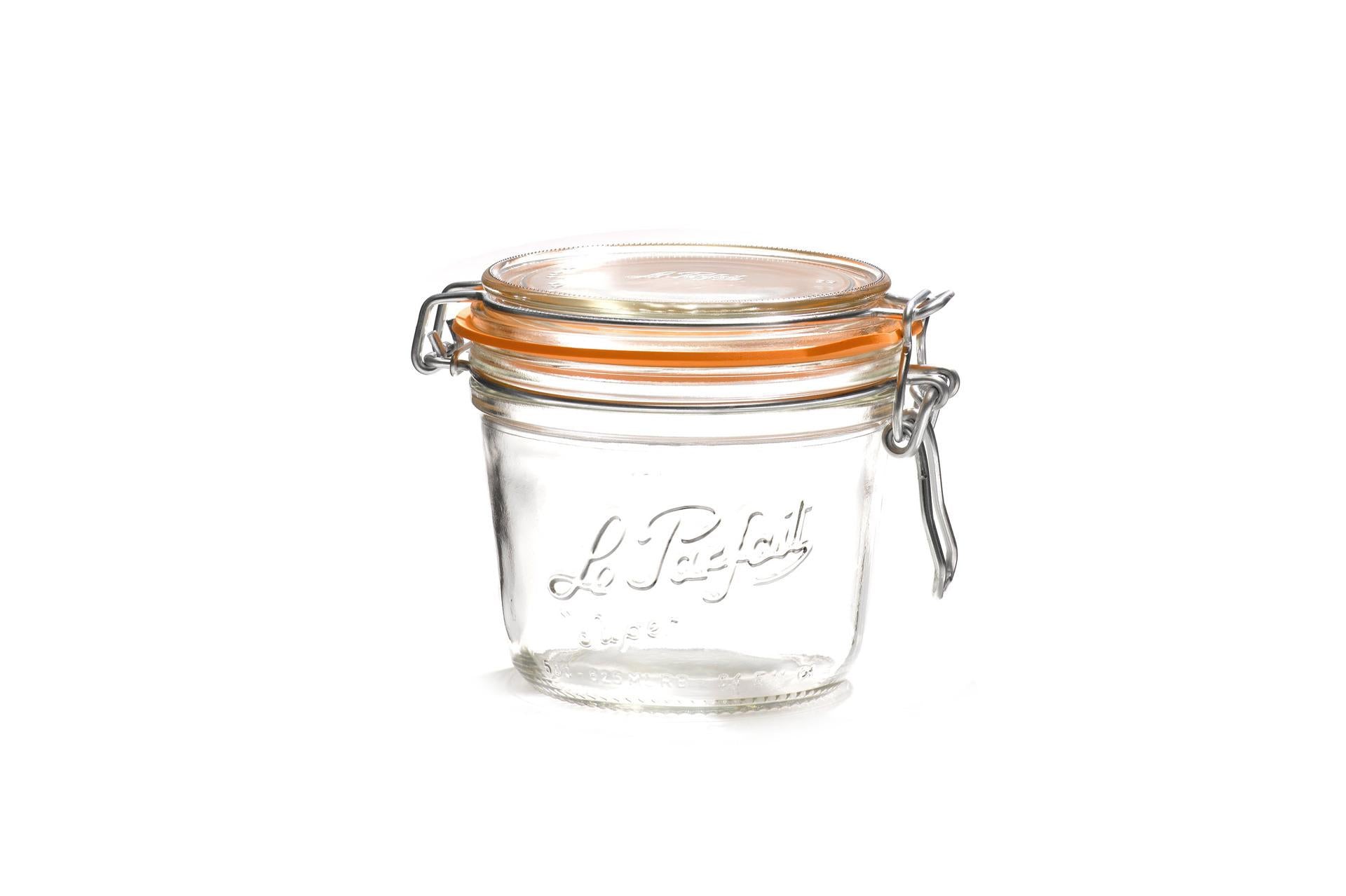 Le Parfait Super Vaso Ermetico Modello Terrine 500 ml - Ø100 mm Con Telaio Meccanico e Rondella Arancione - Set 6 Pz