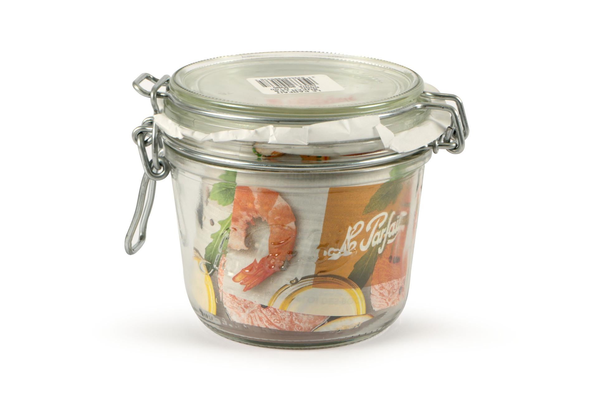 Le Parfait Super Vaso Ermetico Modello Terrine 500 ml - Ø100 mm Con Telaio Meccanico e Rondella Arancione - Set 6 Pz