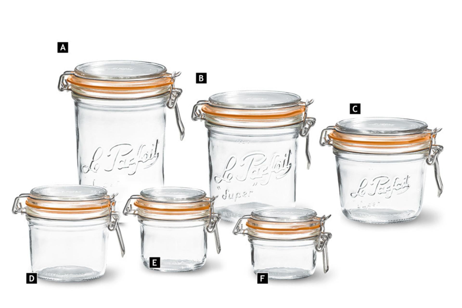 Le Parfait Super Vaso Ermetico Modello Terrine 750 ml - Ø100 mm Con Telaio Meccanico e Rondella Arancione - Set 6 Pz 6