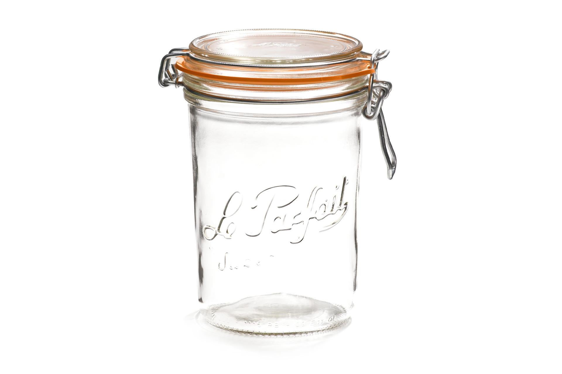 Le Parfait Super Vaso Ermetico Terrine 1L Ø100 mm Con Telaio Meccanico e Rondella Arancione - Set 6 Pz