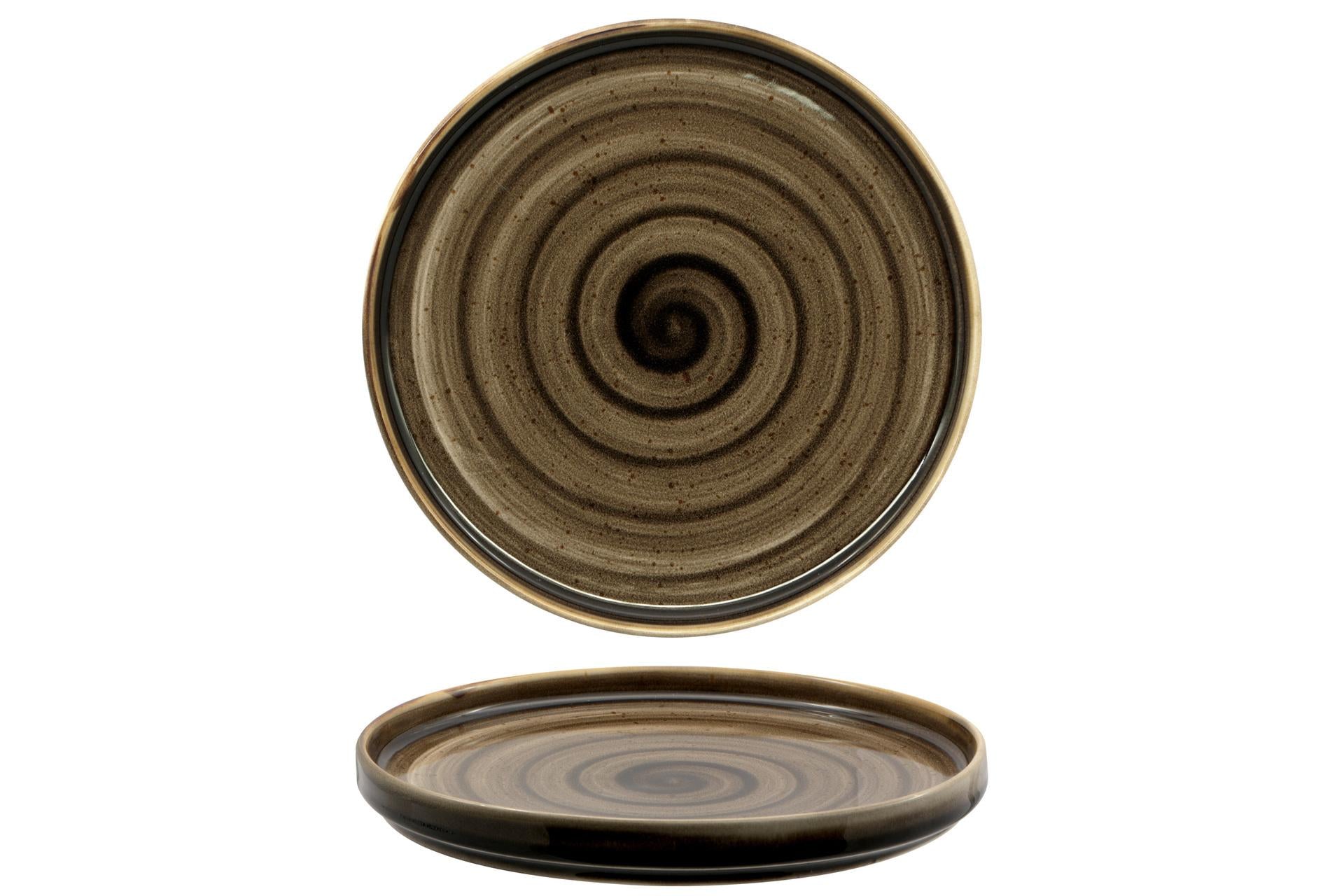 Pt Sango Ceramics Kaden Woodland Brown Piatto Piano Impilabile Ø26 cm - Set 6 Pz