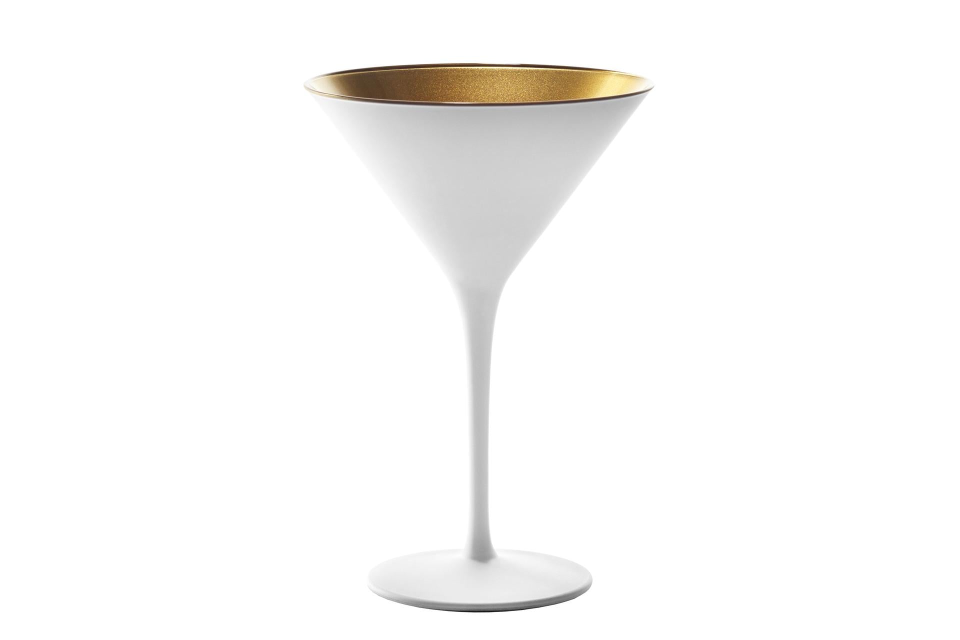 Stolzle Lausitz Olympic Calice Cocktail 24 cl - Bianco e Oro In Vetro Metallizzato - Set 6 Pz