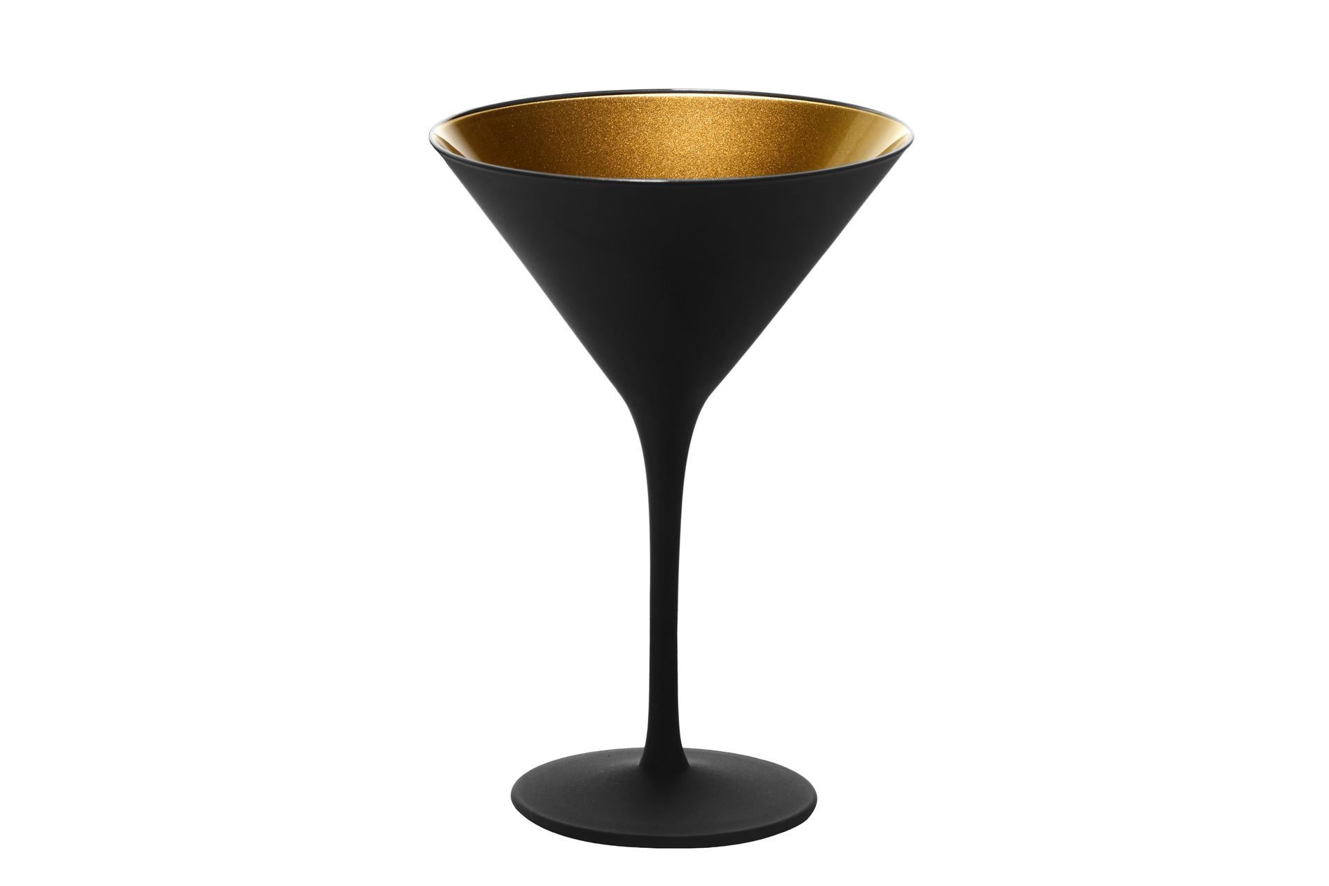 Stolzle Lausitz Olympic Calice Cocktail 24 cl - Nero Oro In Vetro Metallizzato - Set 6 Pz