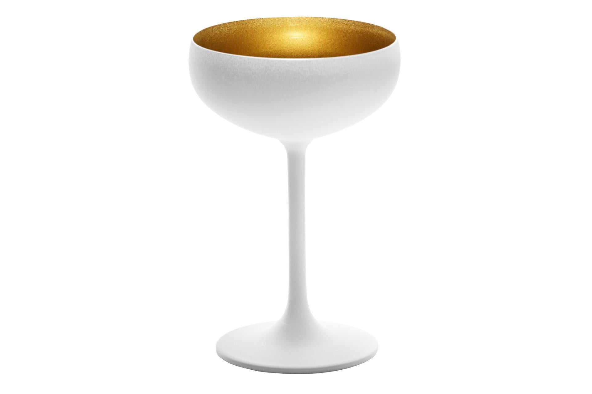 Stolzle Lausitz Olympic Coppa Champagne 23 cl - Bianco Oro In Vetro Metallizzato - Set 6 Pz