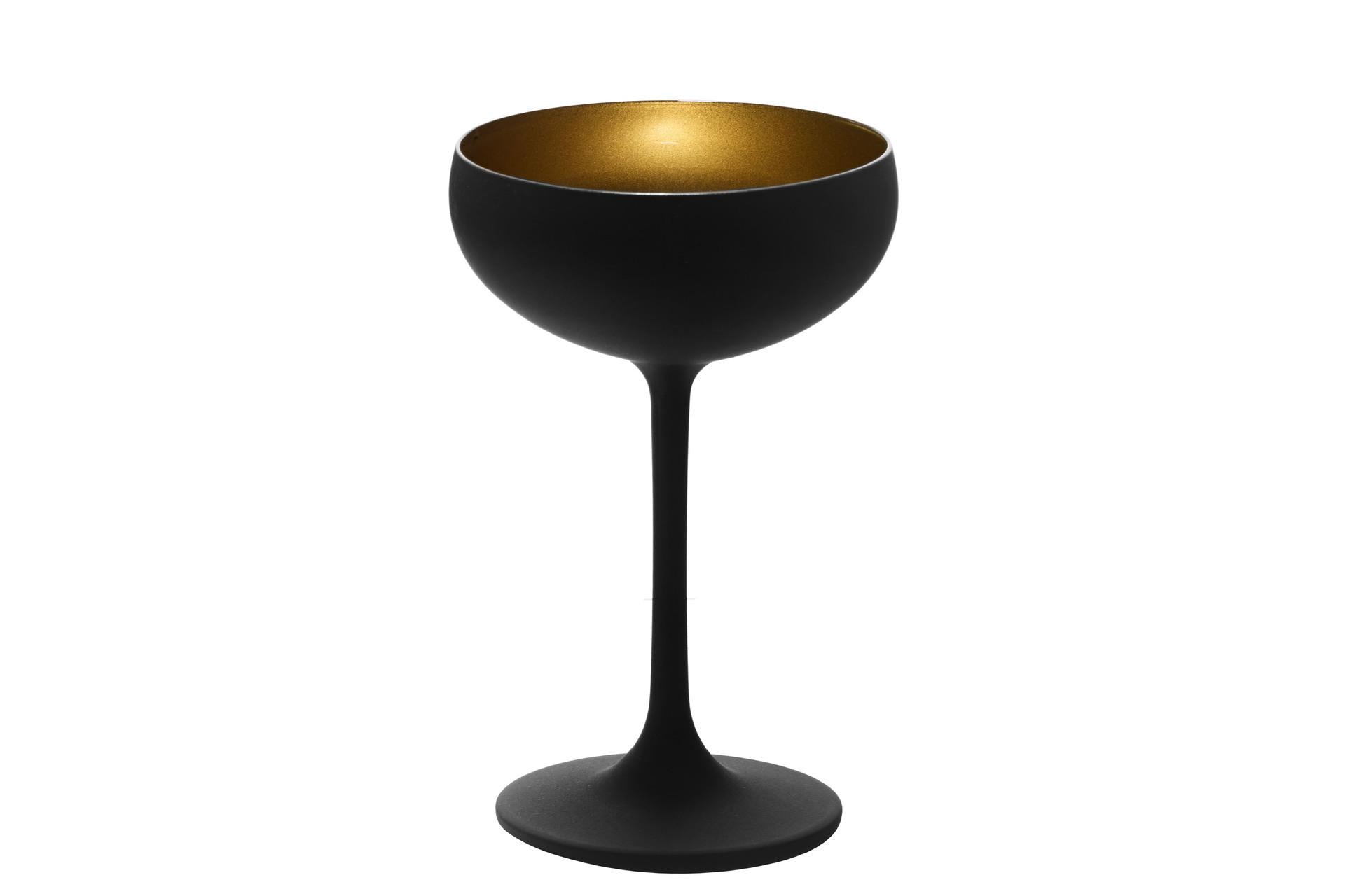 Stolzle Lausitz Olympic Coppa Champagne 23 cl - Nero Oro In Vetro Metallizzato - Set 6 Pz