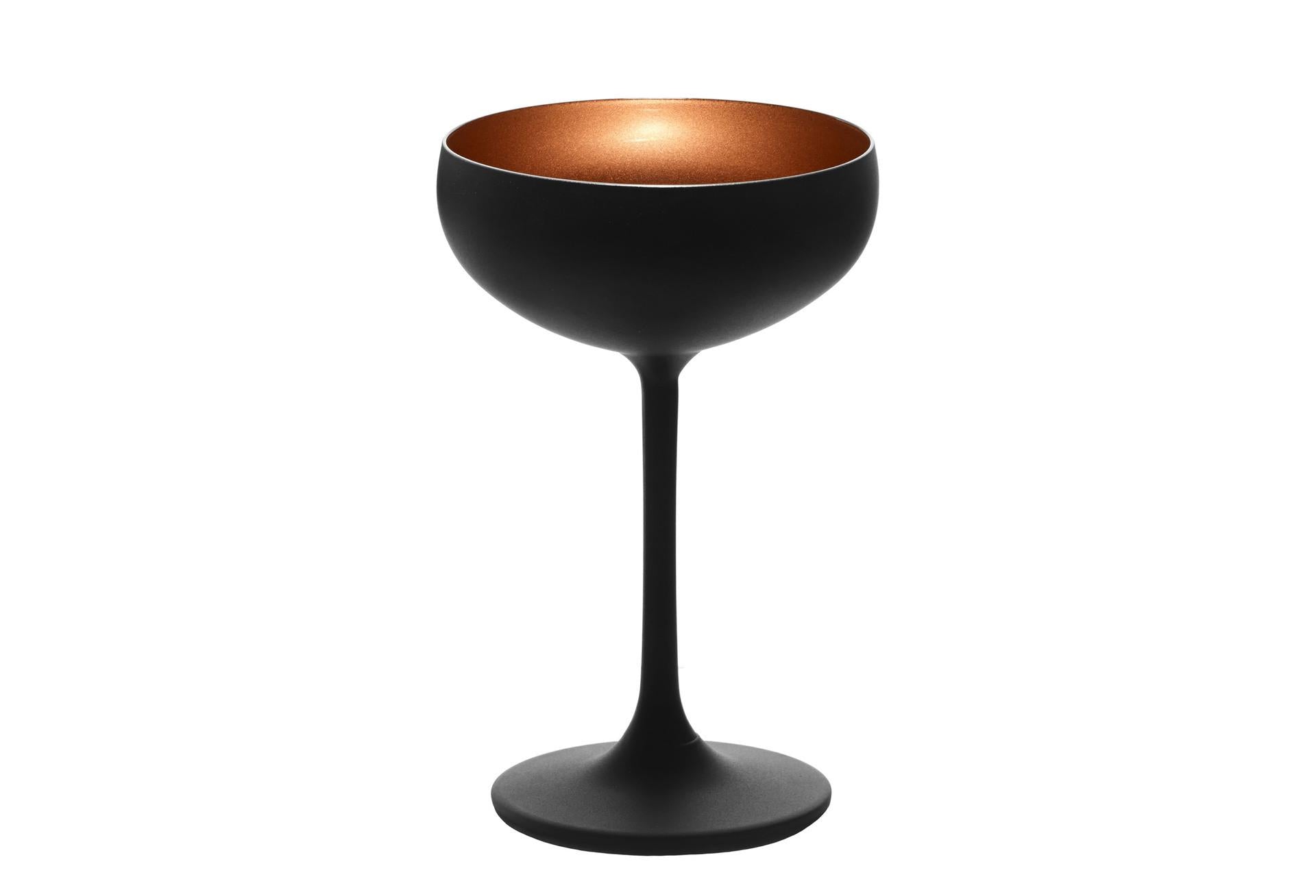 Stolzle Lausitz Olympic Coppa Champagne 23 cl - Nero Bronzo In Vetro Metallizzato - Set 6 Pz