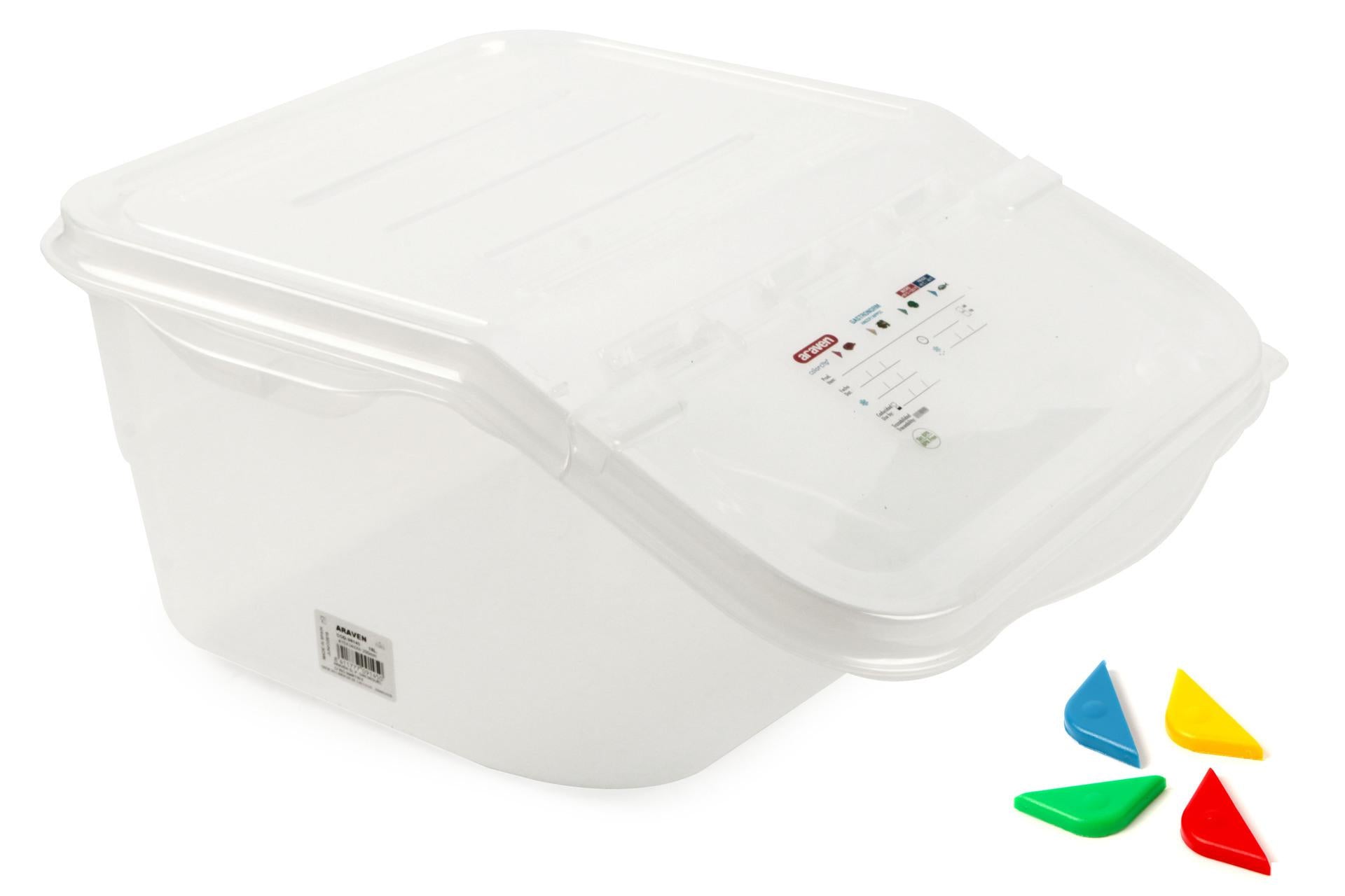 Araven Contenitore Impilabile 16L - 415 x 340 x H.200 mm Con 2 Aperture e Etichetta Riscrivibile
